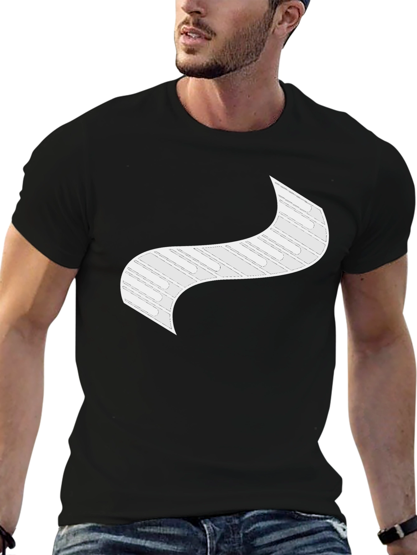 Modern Graphic Print Black T-Shirt