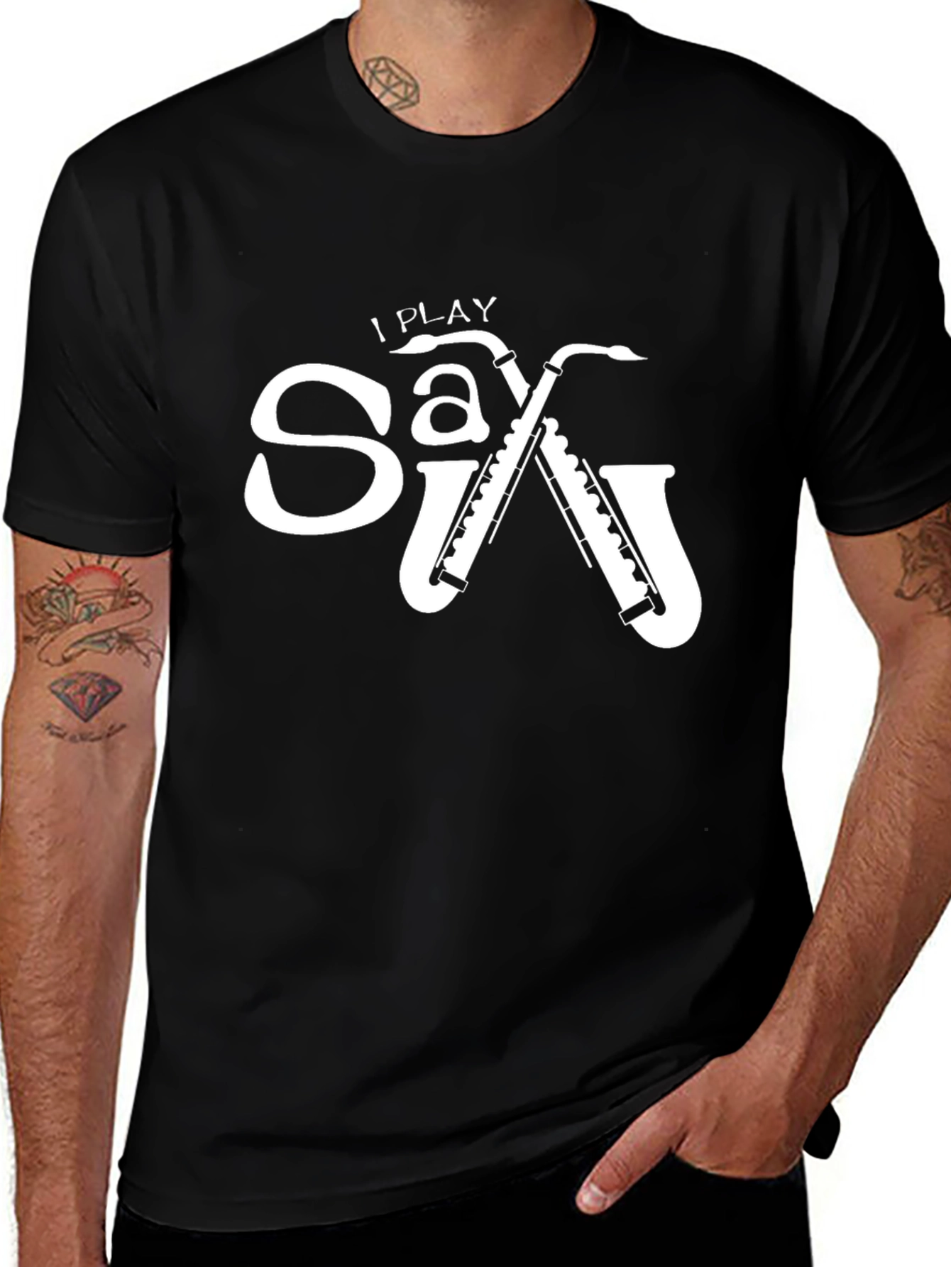 I Play Saxophone Black Graphic Tee
