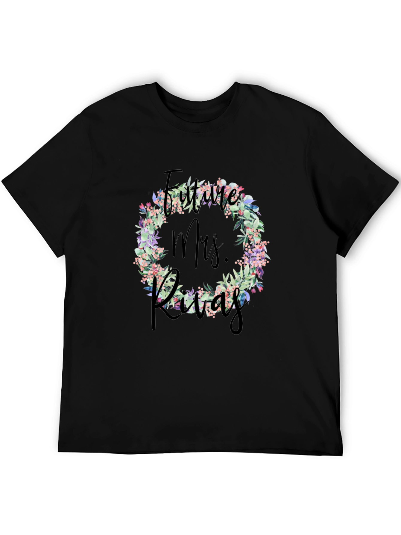 Future Mrs. Last Name Floral Wreath T-Shirt