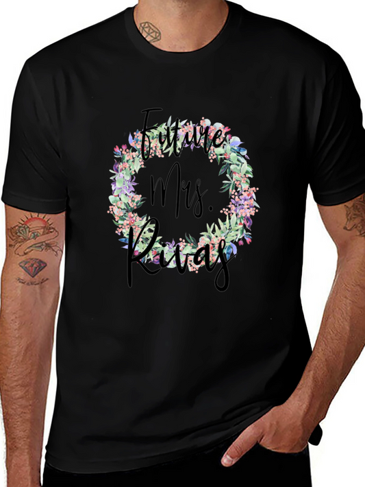 Future Mrs. Last Name Floral Wreath T-Shirt
