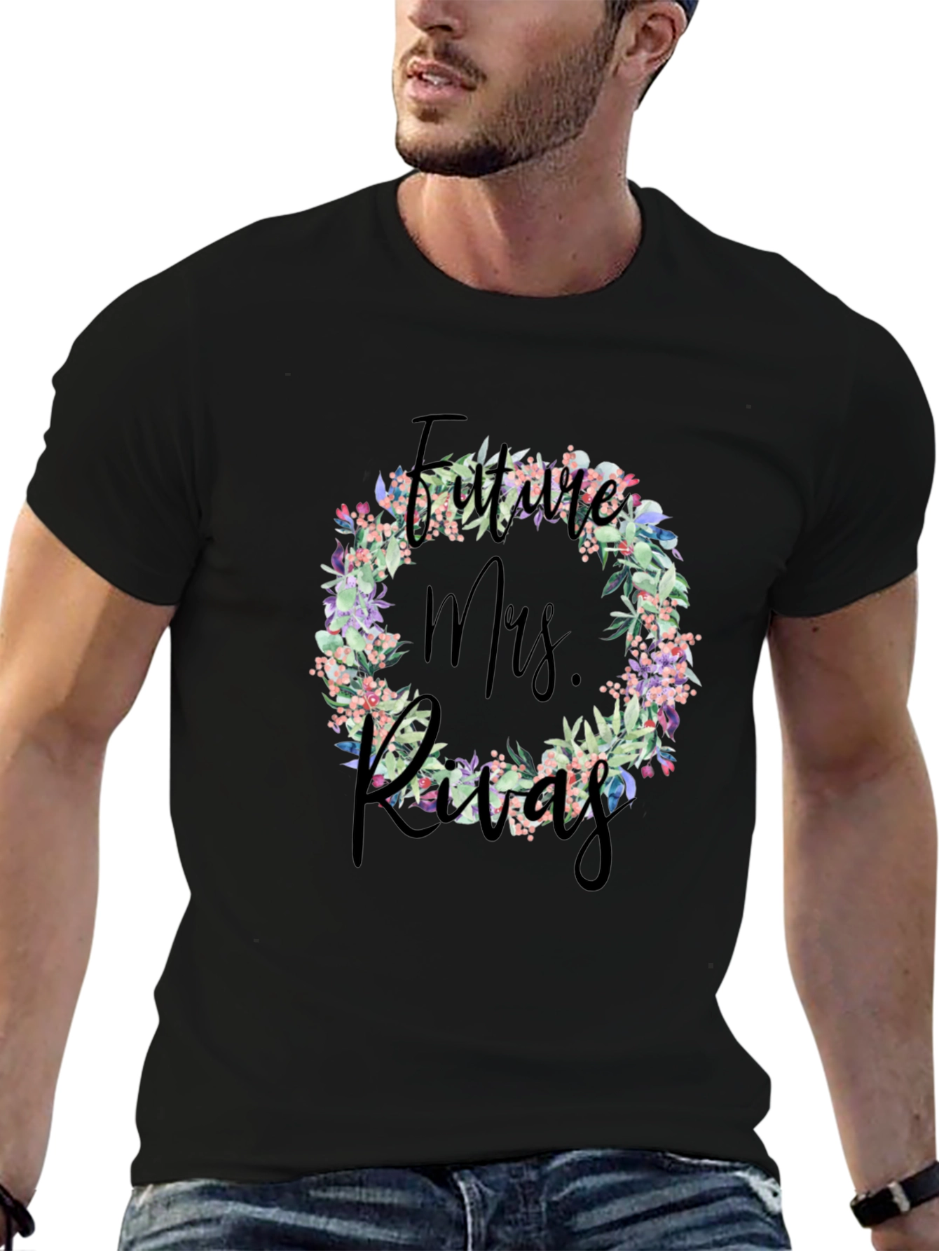 Future Mrs. Last Name Floral Wreath T-Shirt