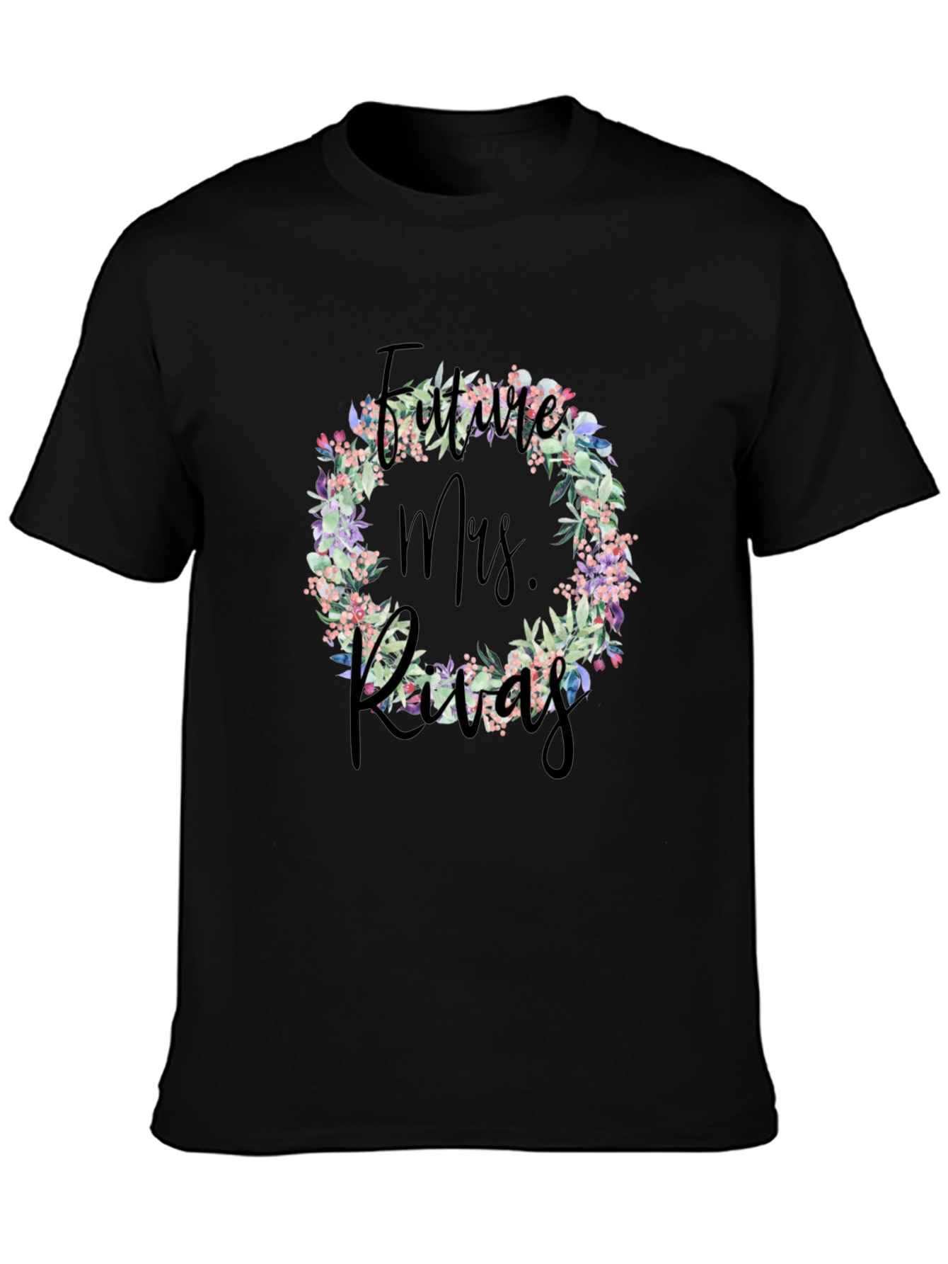 Future Mrs. Last Name Floral Wreath T-Shirt