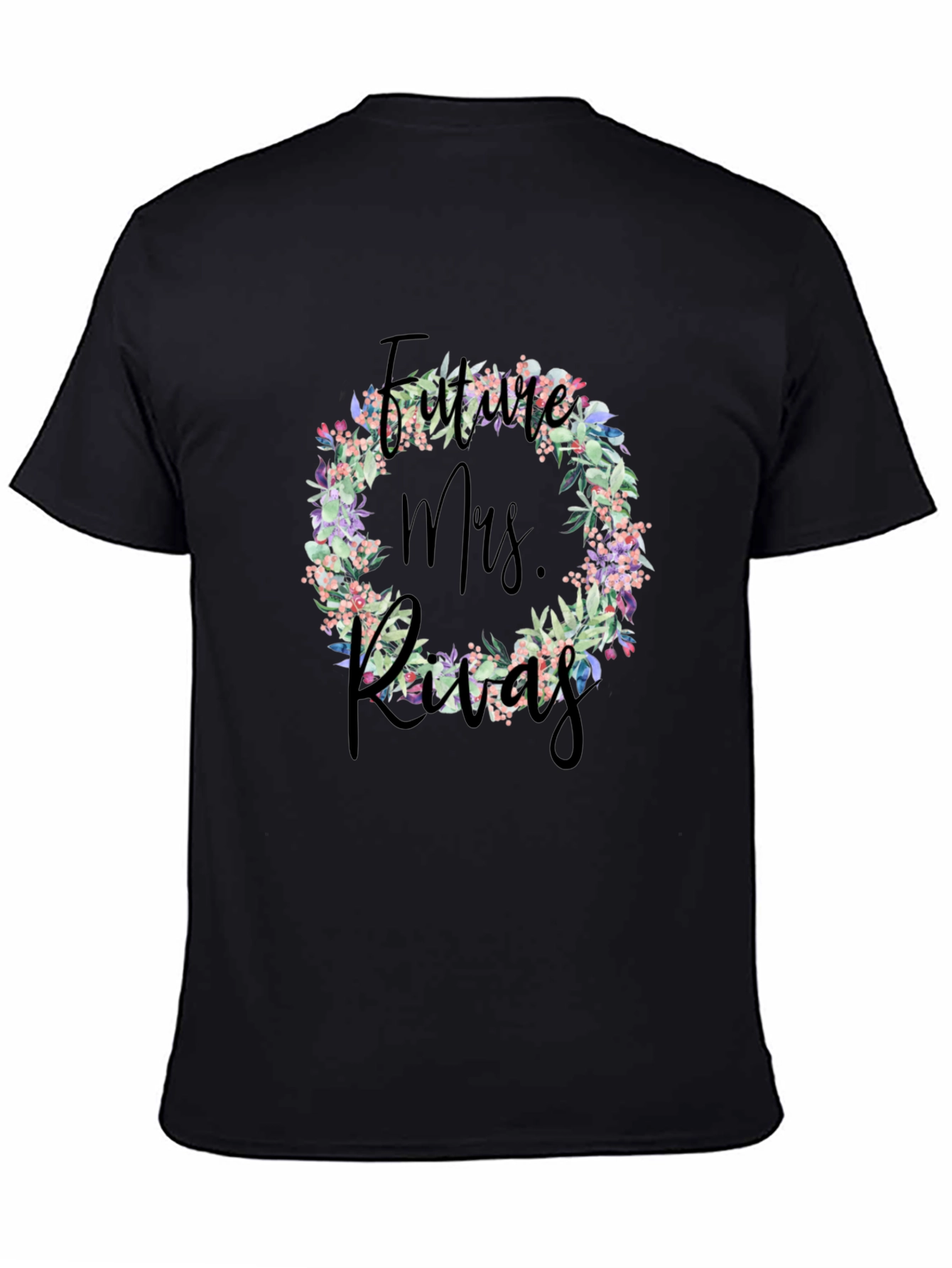 Future Mrs. Last Name Floral Wreath T-Shirt