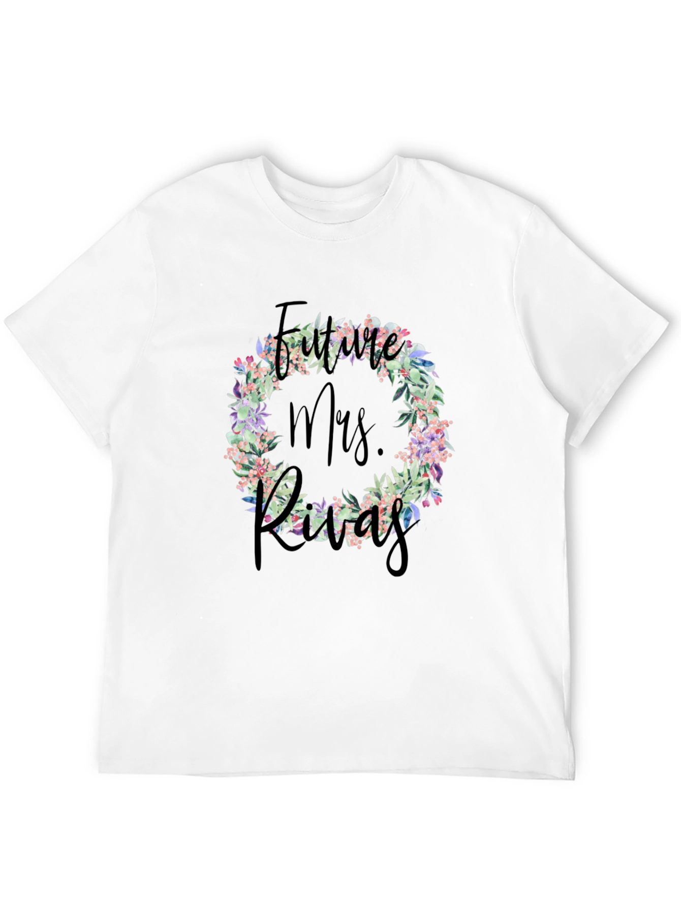 Future Mrs. Last Name Floral Wreath T-Shirt