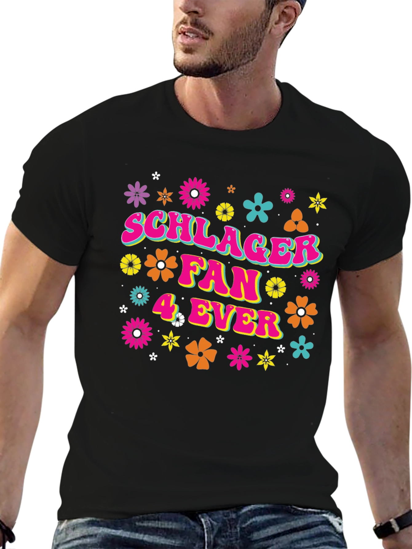 Schlager Fan 4 Ever Black Graphic Tee