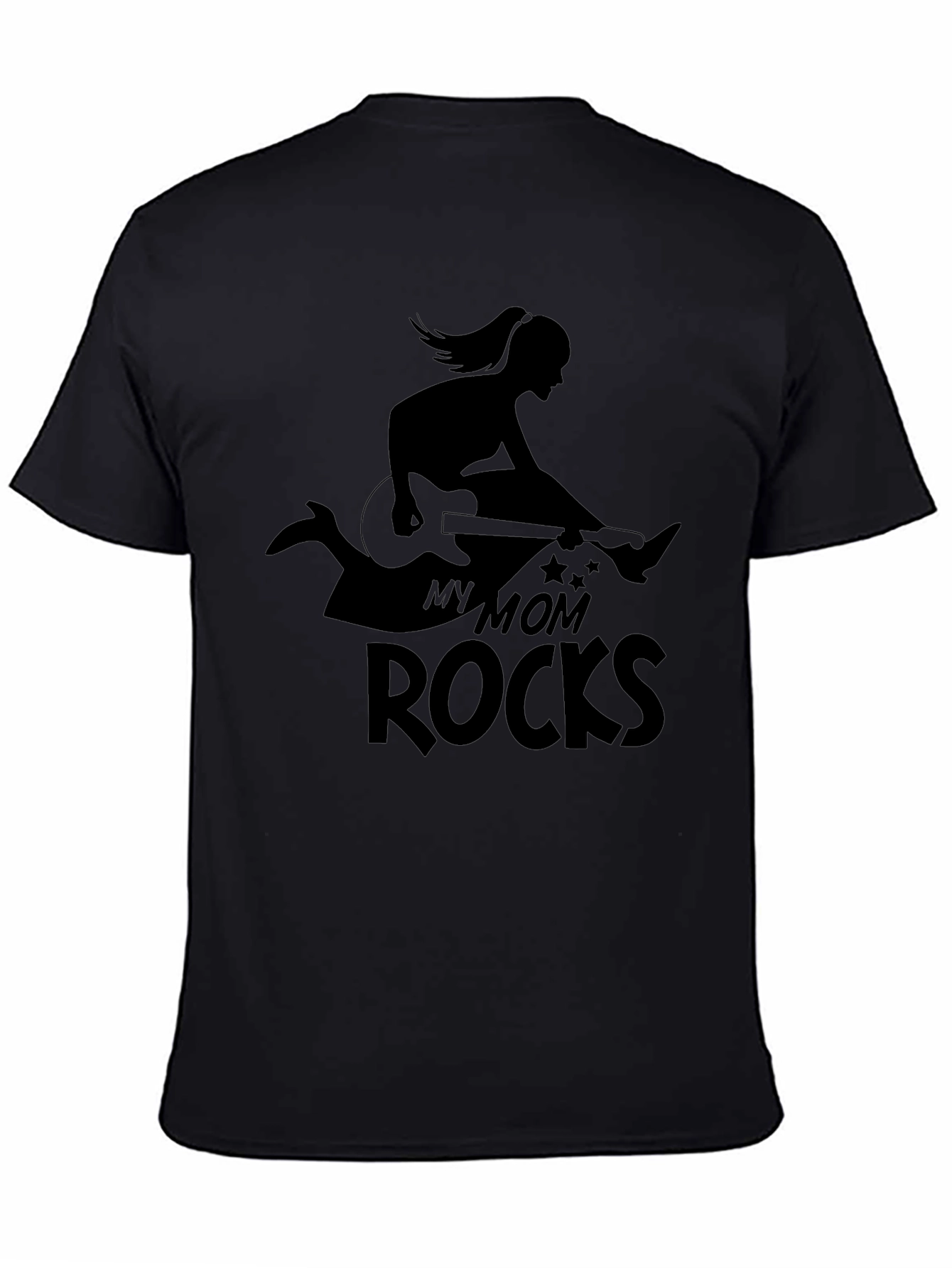 My Mom Rocks Black Graphic Tee