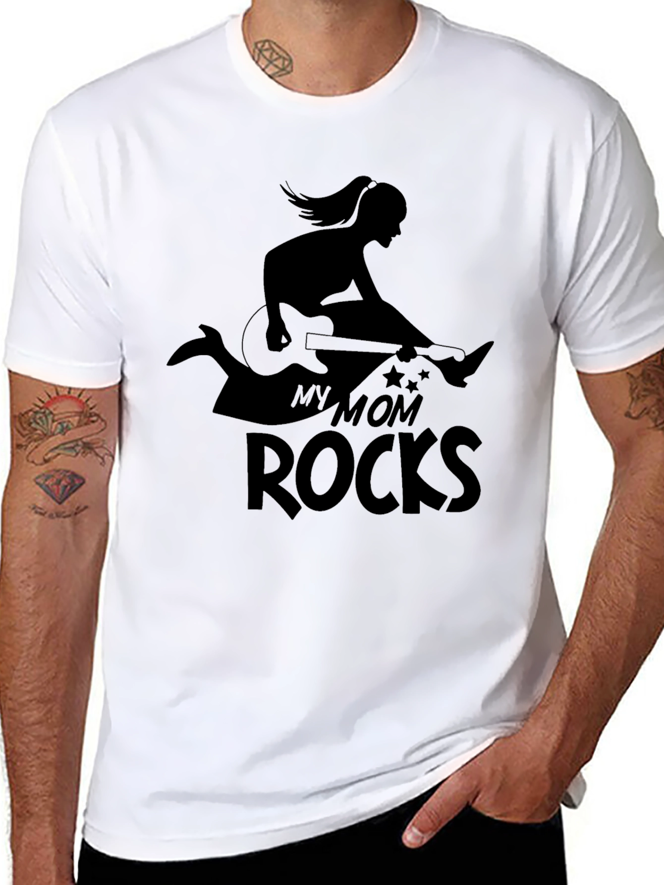 My Mom Rocks Black Graphic Tee