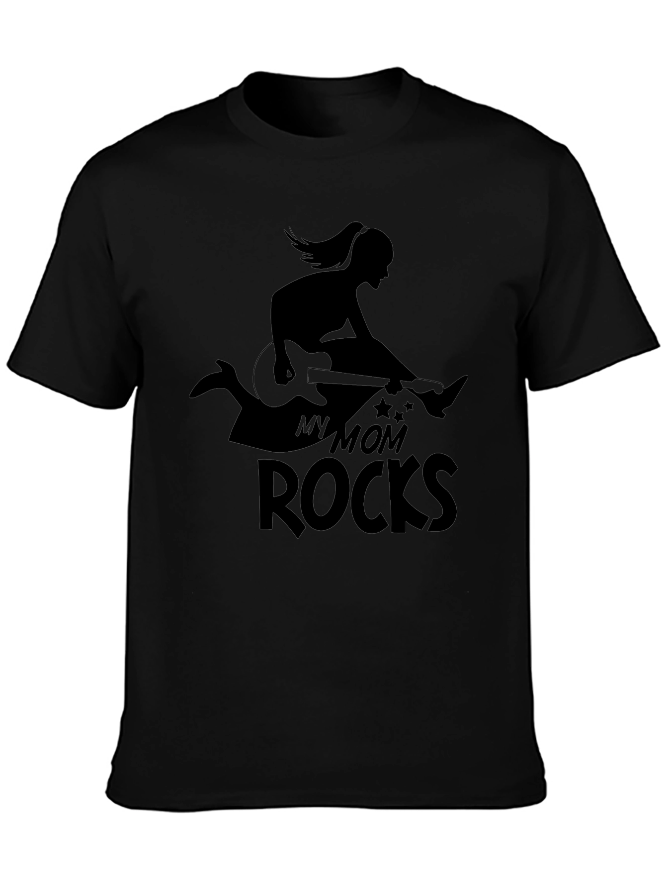 My Mom Rocks Black Graphic Tee