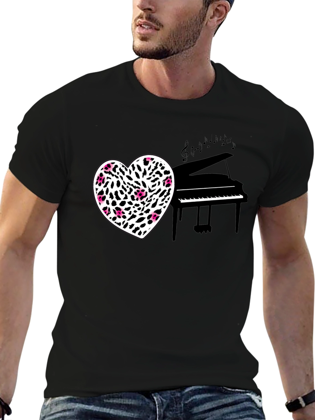 Heart Piano Music Black Tee