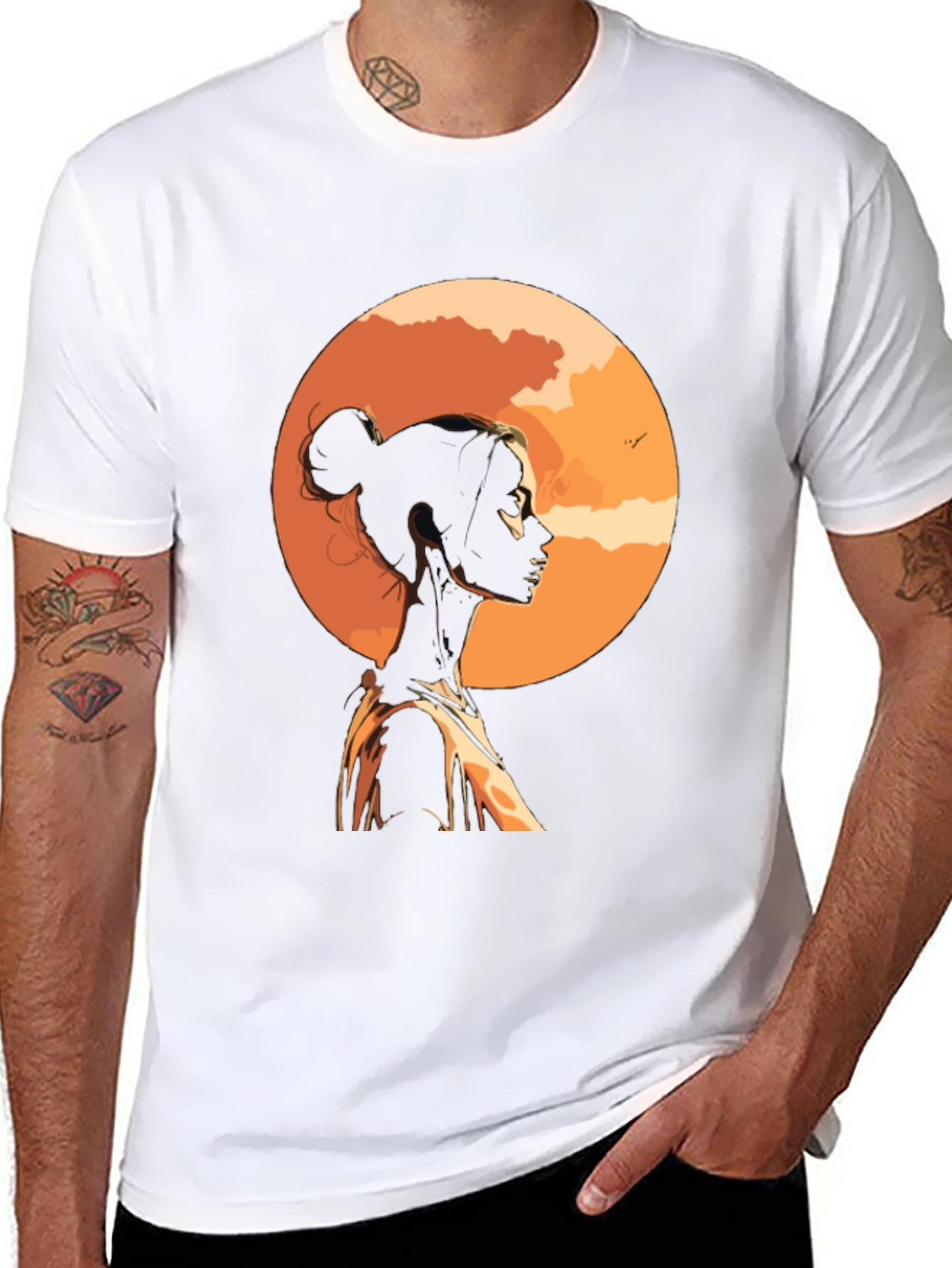 Sunset Silhouette Graphic Tee - Stylish Black T-Shirt