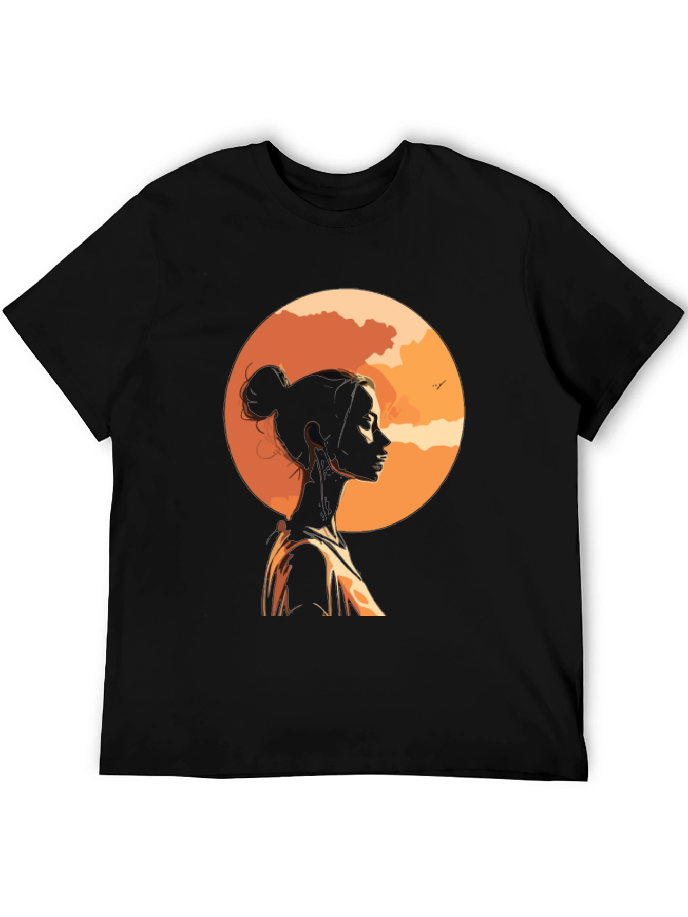 Sunset Silhouette Graphic Tee - Stylish Black T-Shirt