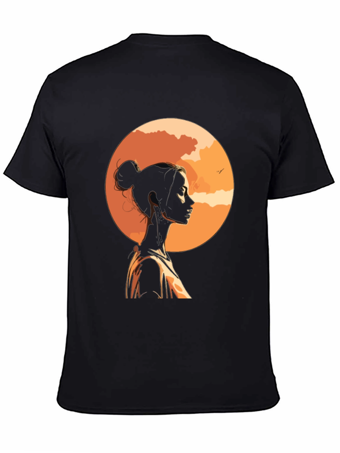 Sunset Silhouette Graphic Tee - Stylish Black T-Shirt