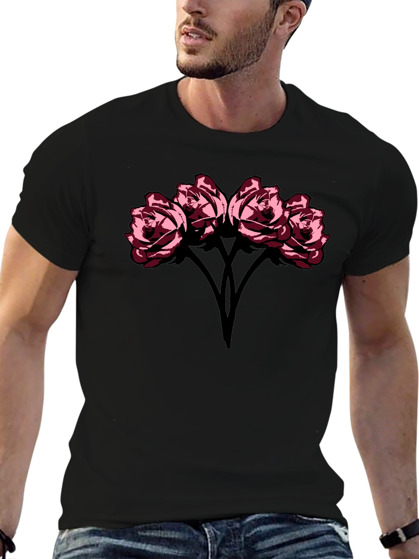 Roses Graphic Black T-Shirt