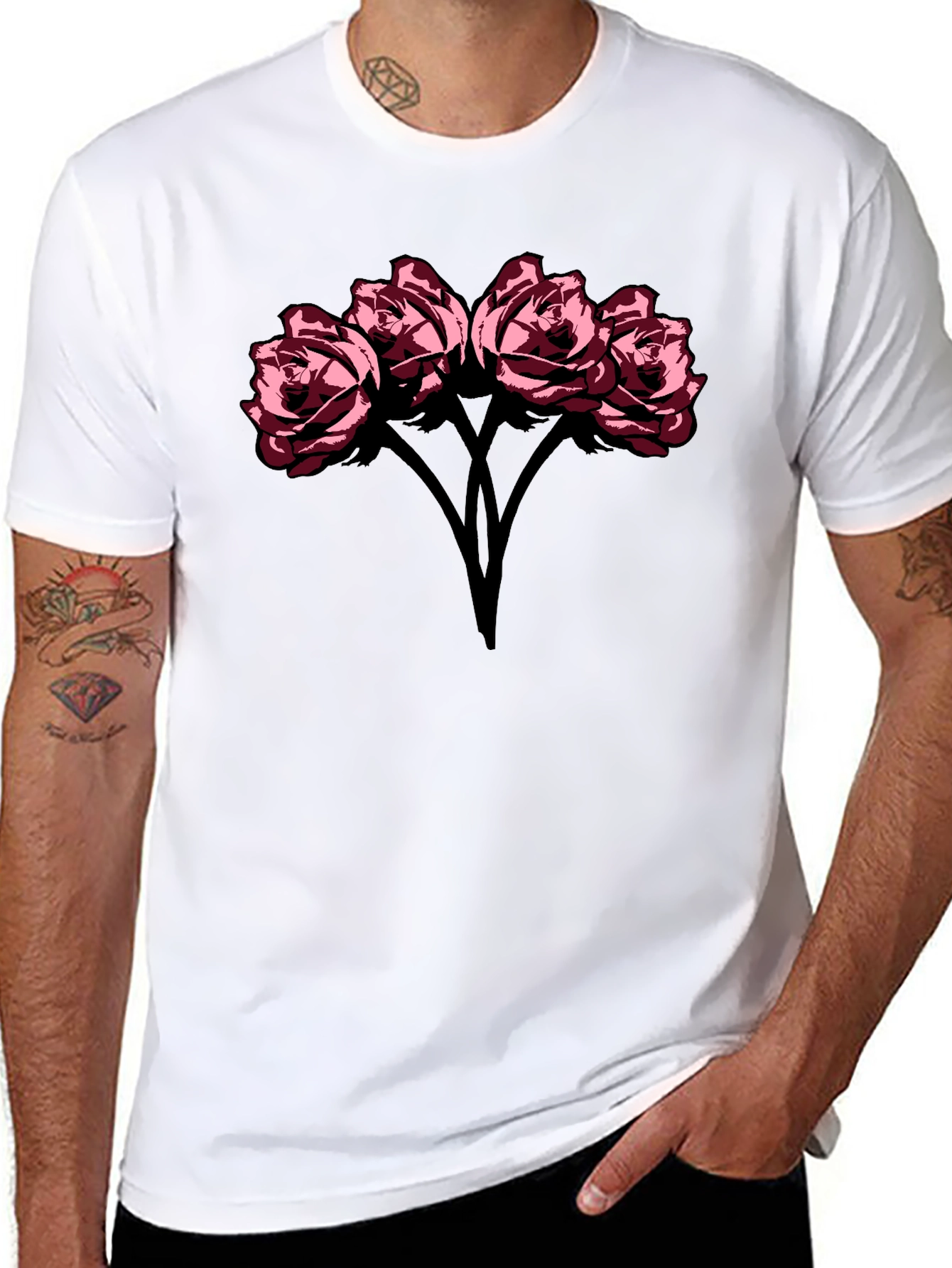 Roses Graphic Black T-Shirt