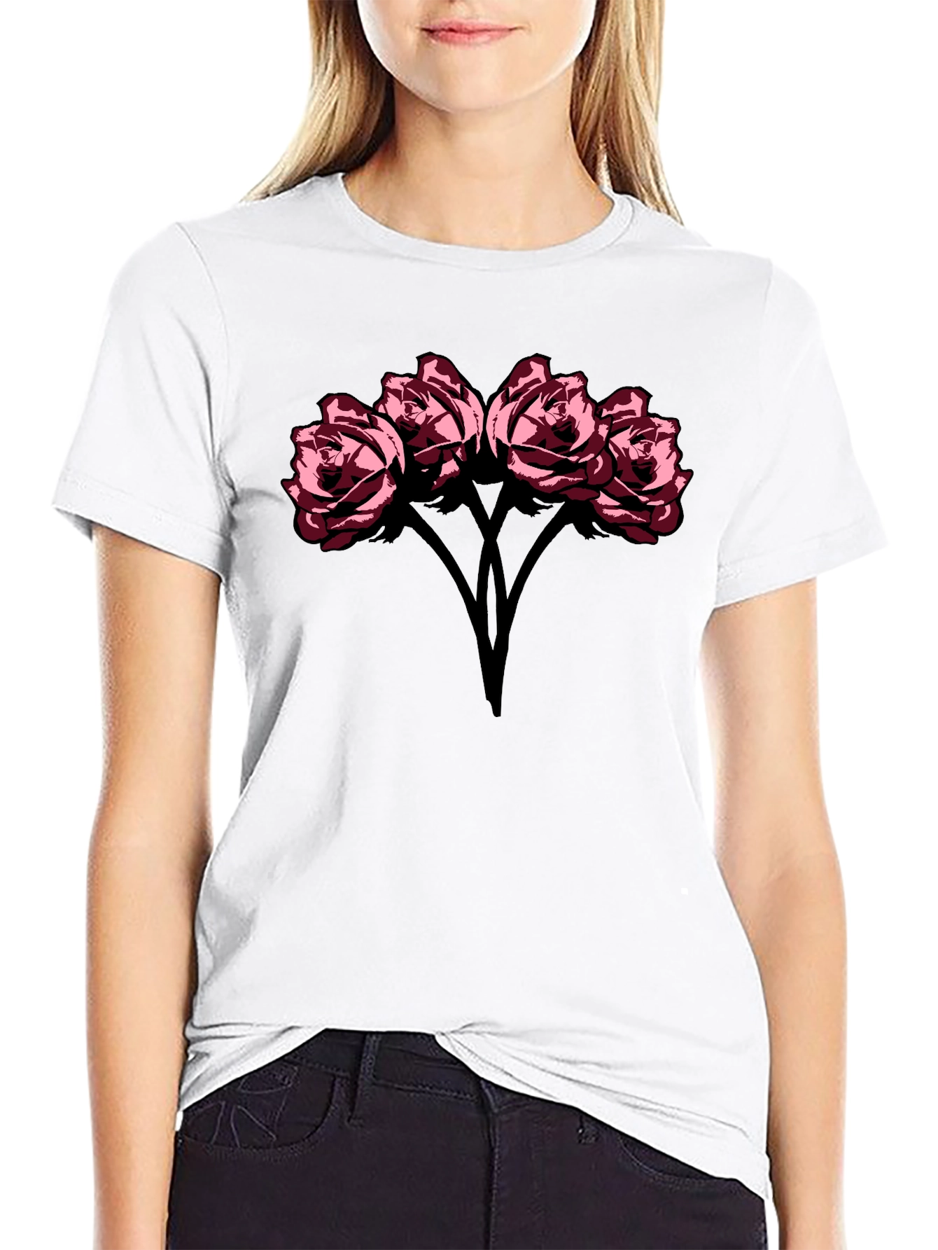 Roses Graphic Black T-Shirt