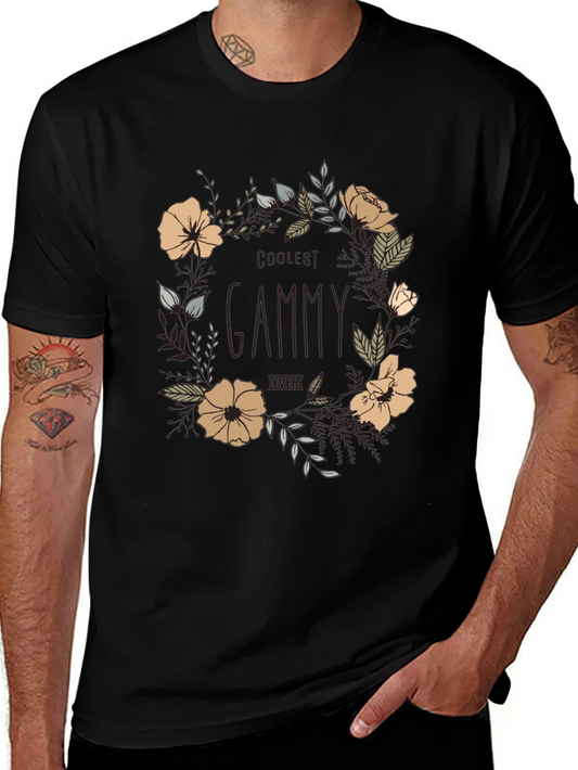Coolest Gammy Ever Floral Graphic Tee - Black