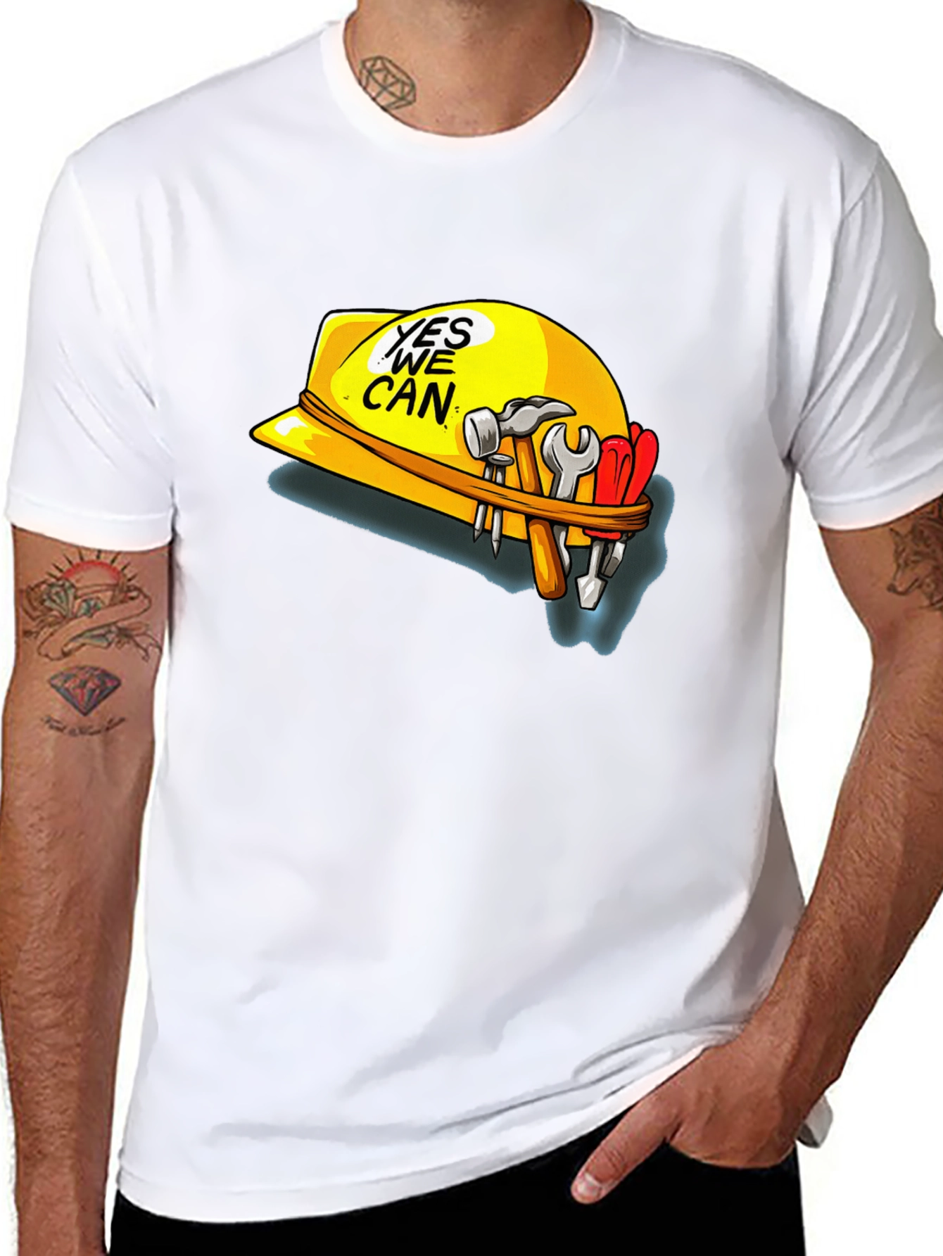 Yes We Can Construction Hard Hat T-Shirt