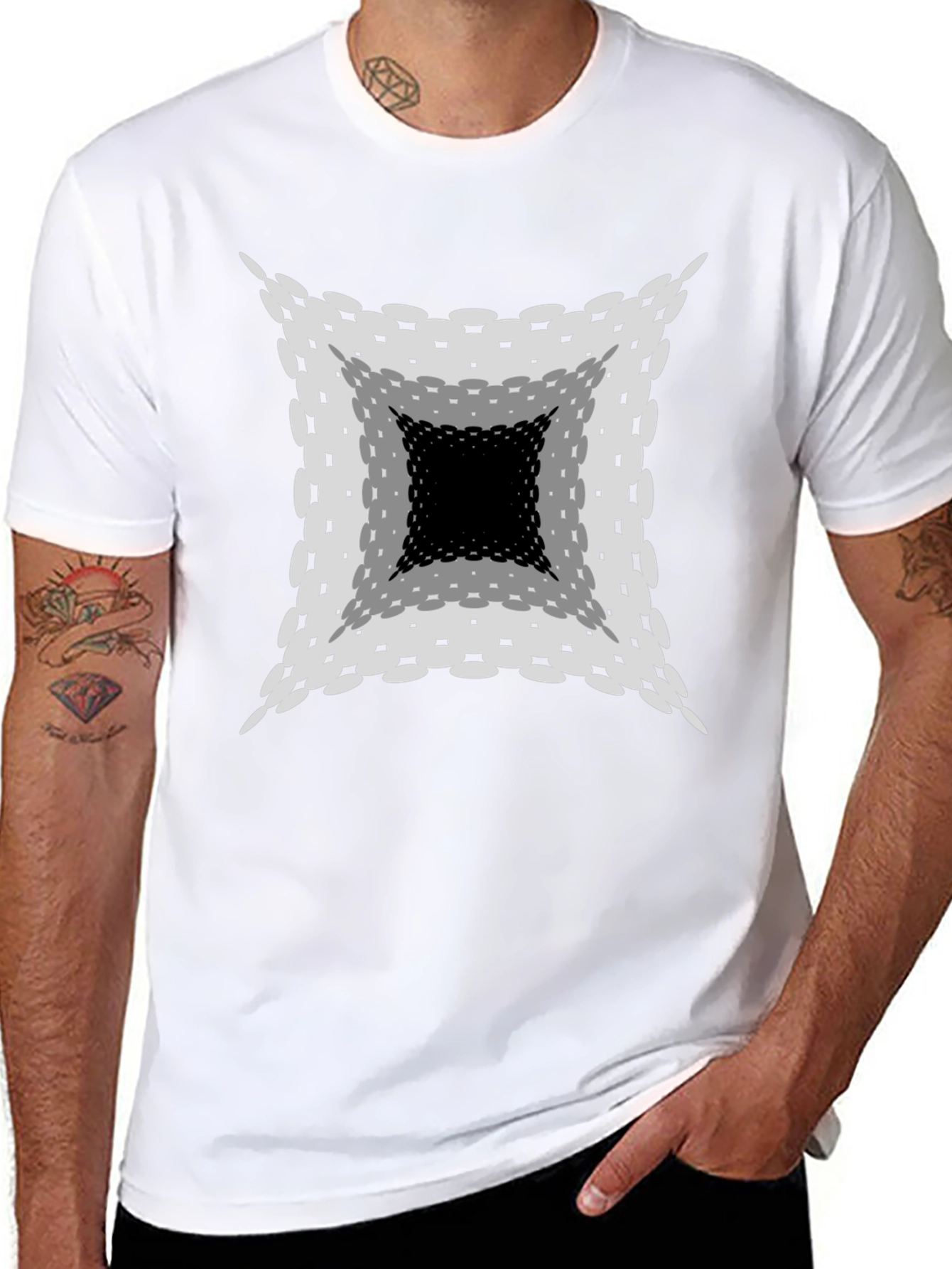 Optical Illusion Graphic Print Black T-Shirt