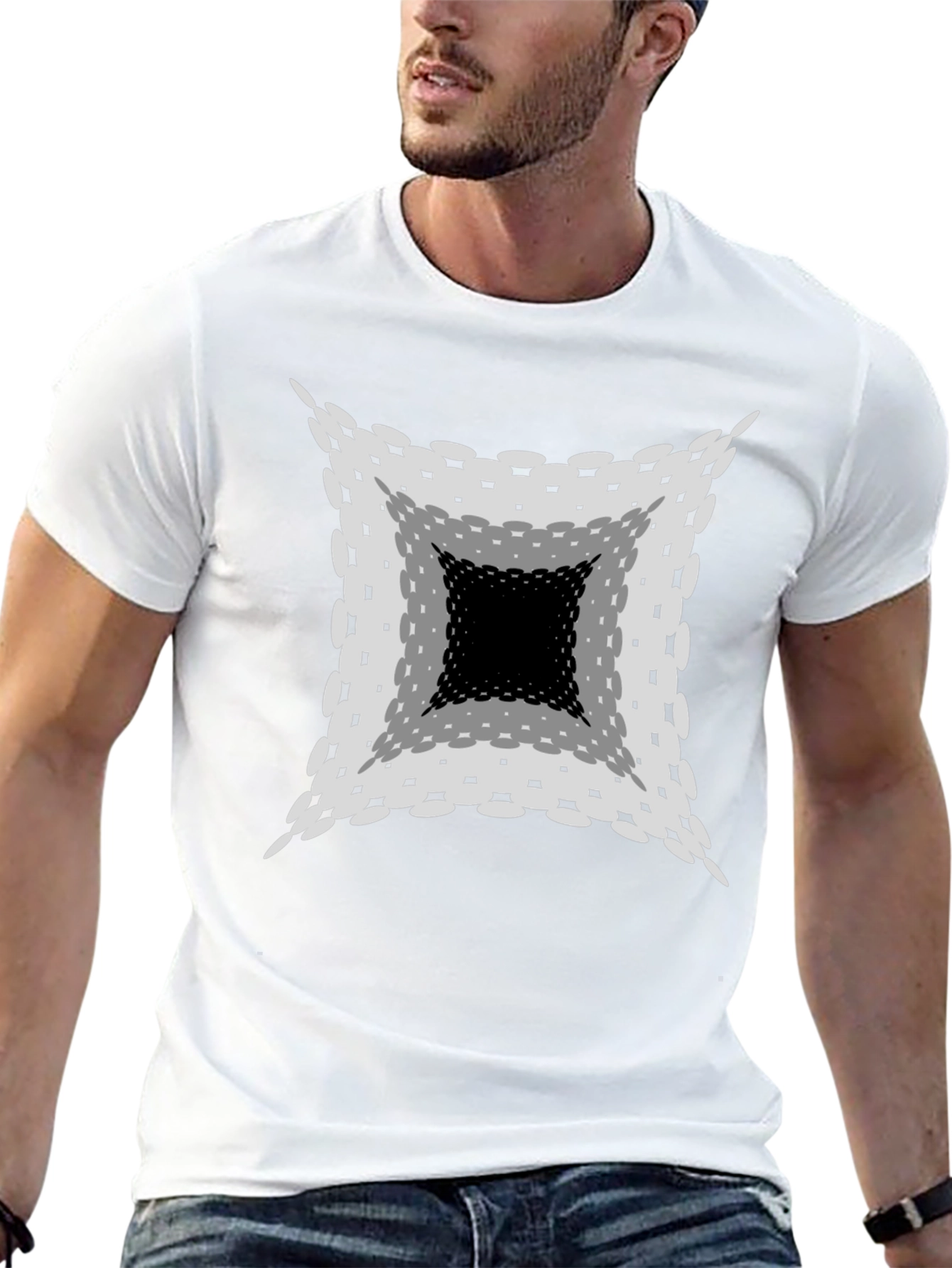 Optical Illusion Graphic Print Black T-Shirt