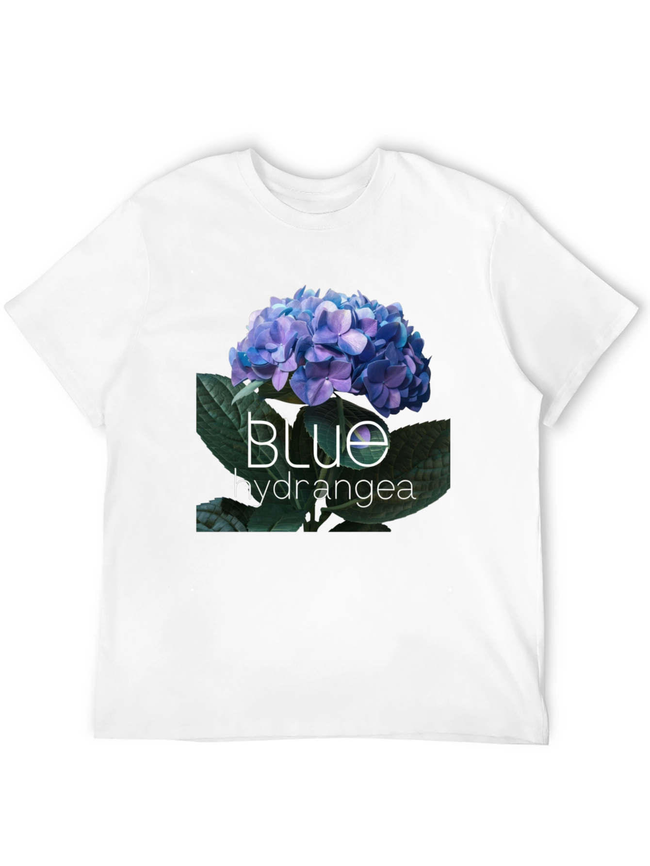 Blue Hydrangea Graphic Tee - Black