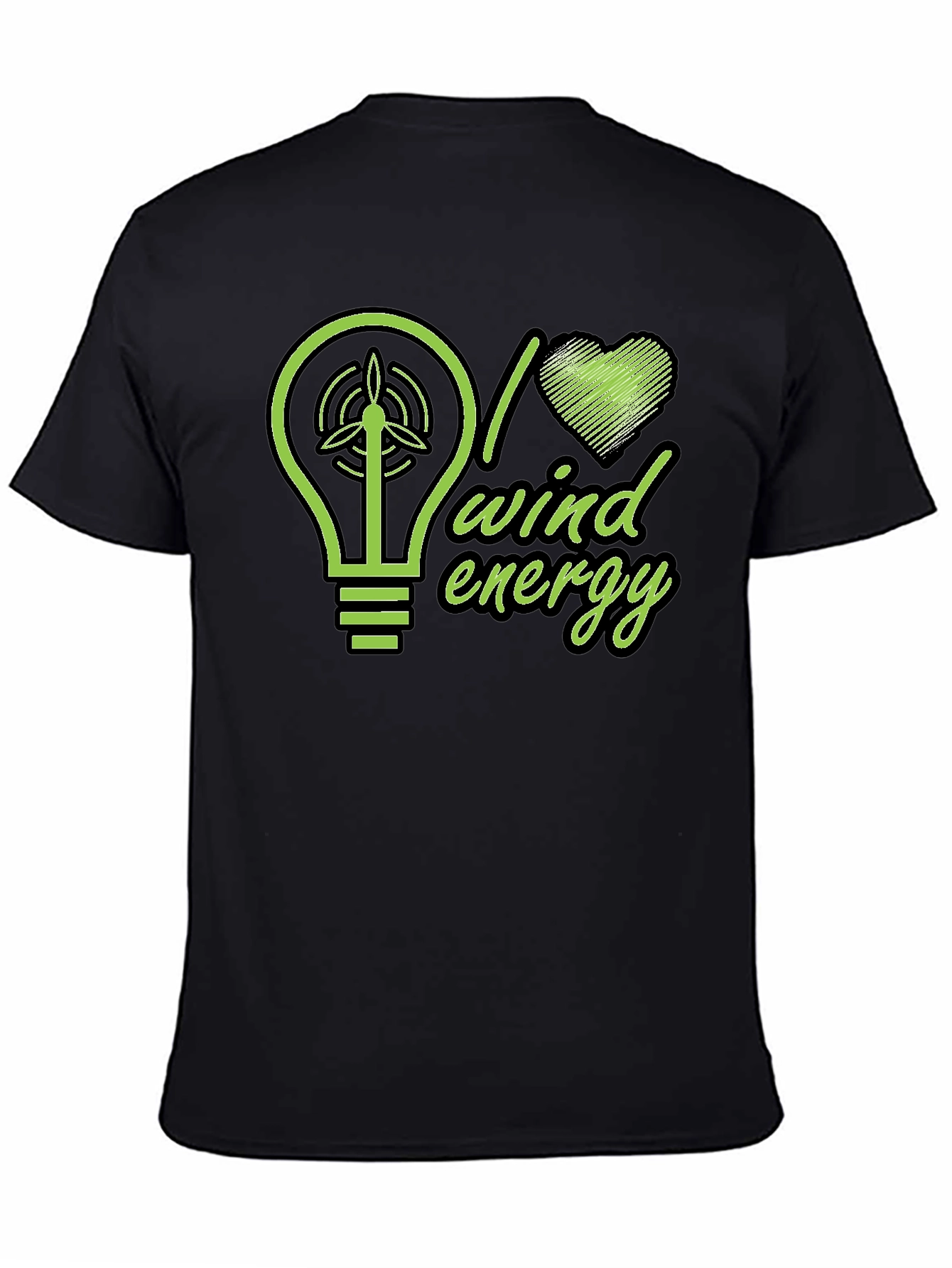 I Love Wind Energy Black T-Shirt