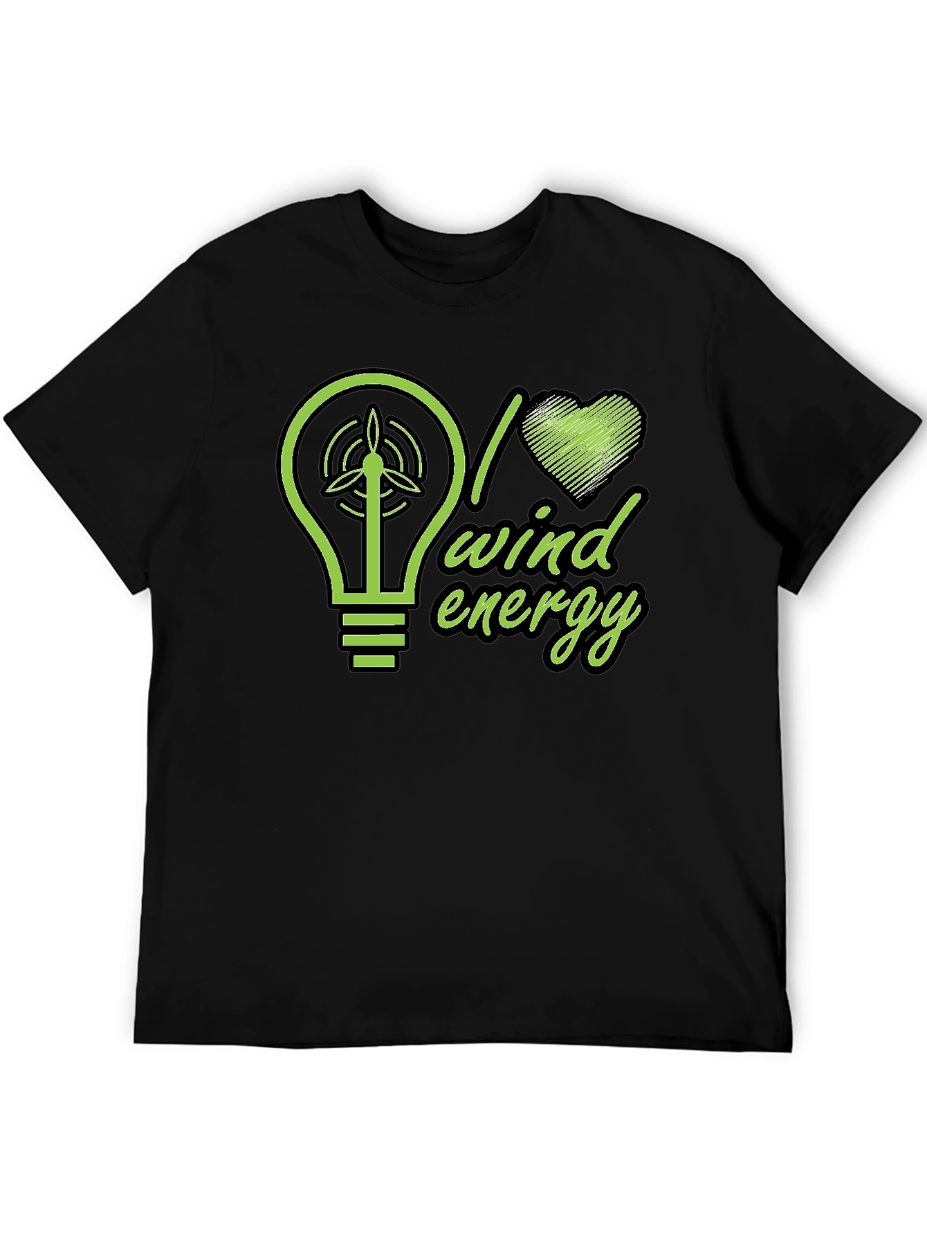 I Love Wind Energy Black T-Shirt
