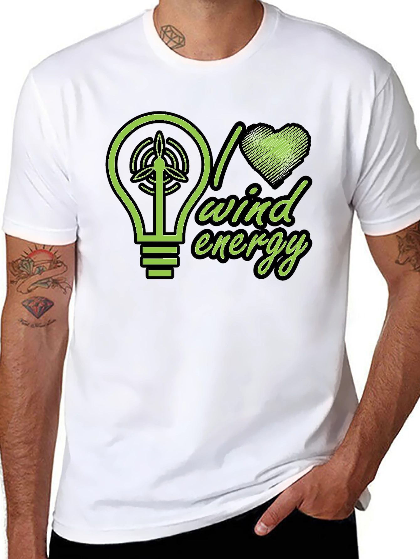 I Love Wind Energy Black T-Shirt