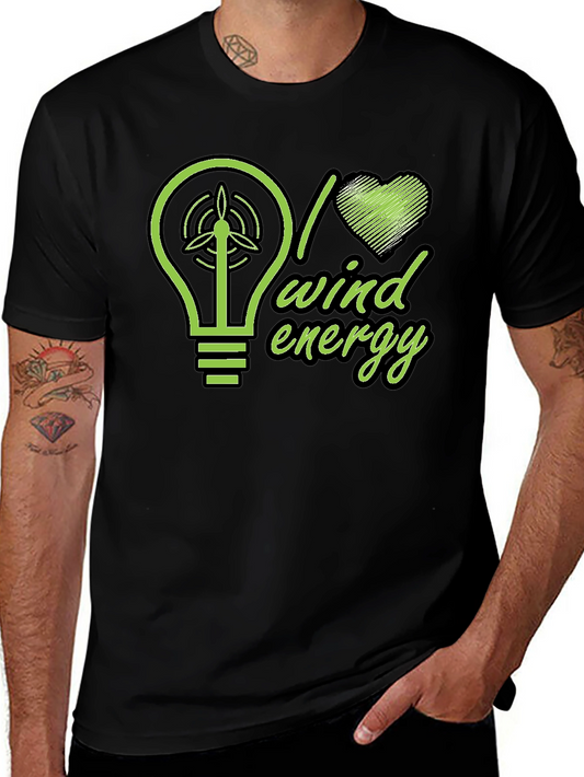 I Love Wind Energy Black T-Shirt