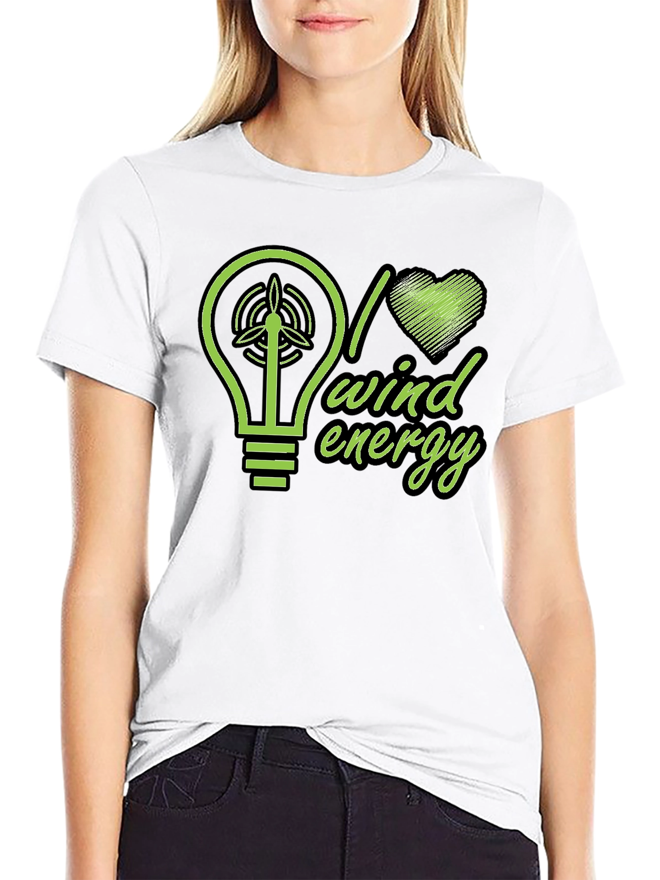 I Love Wind Energy Black T-Shirt
