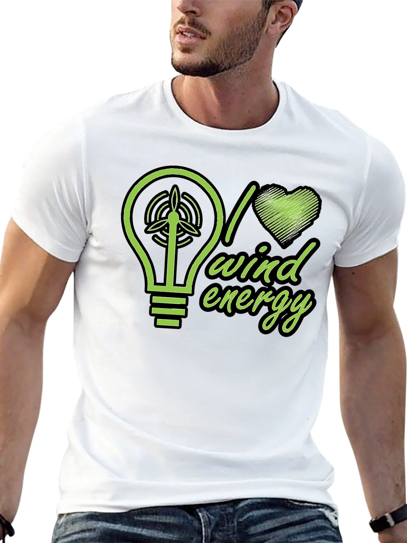 I Love Wind Energy Black T-Shirt