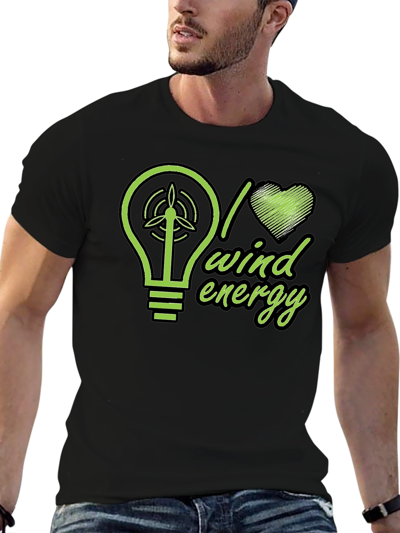I Love Wind Energy Black T-Shirt