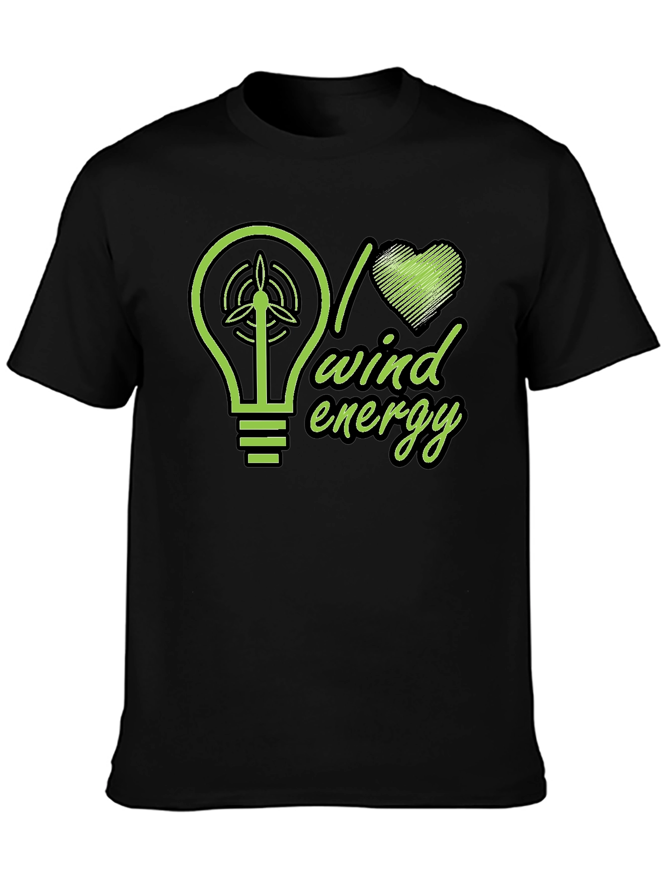 I Love Wind Energy Black T-Shirt