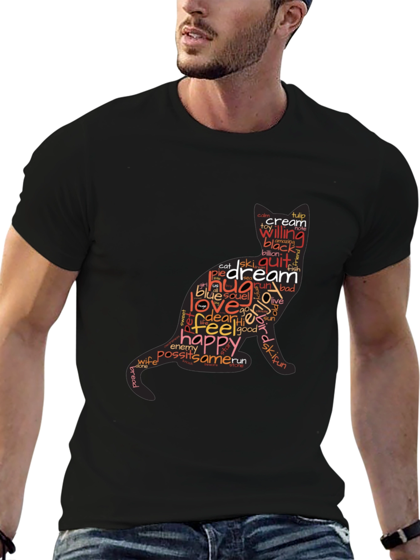 Word Cat Graphic T-Shirt - Stylish & Unique