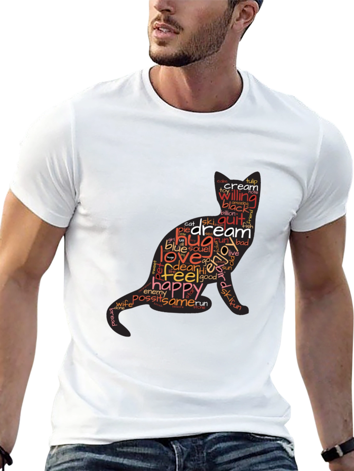 Word Cat Graphic T-Shirt - Stylish & Unique