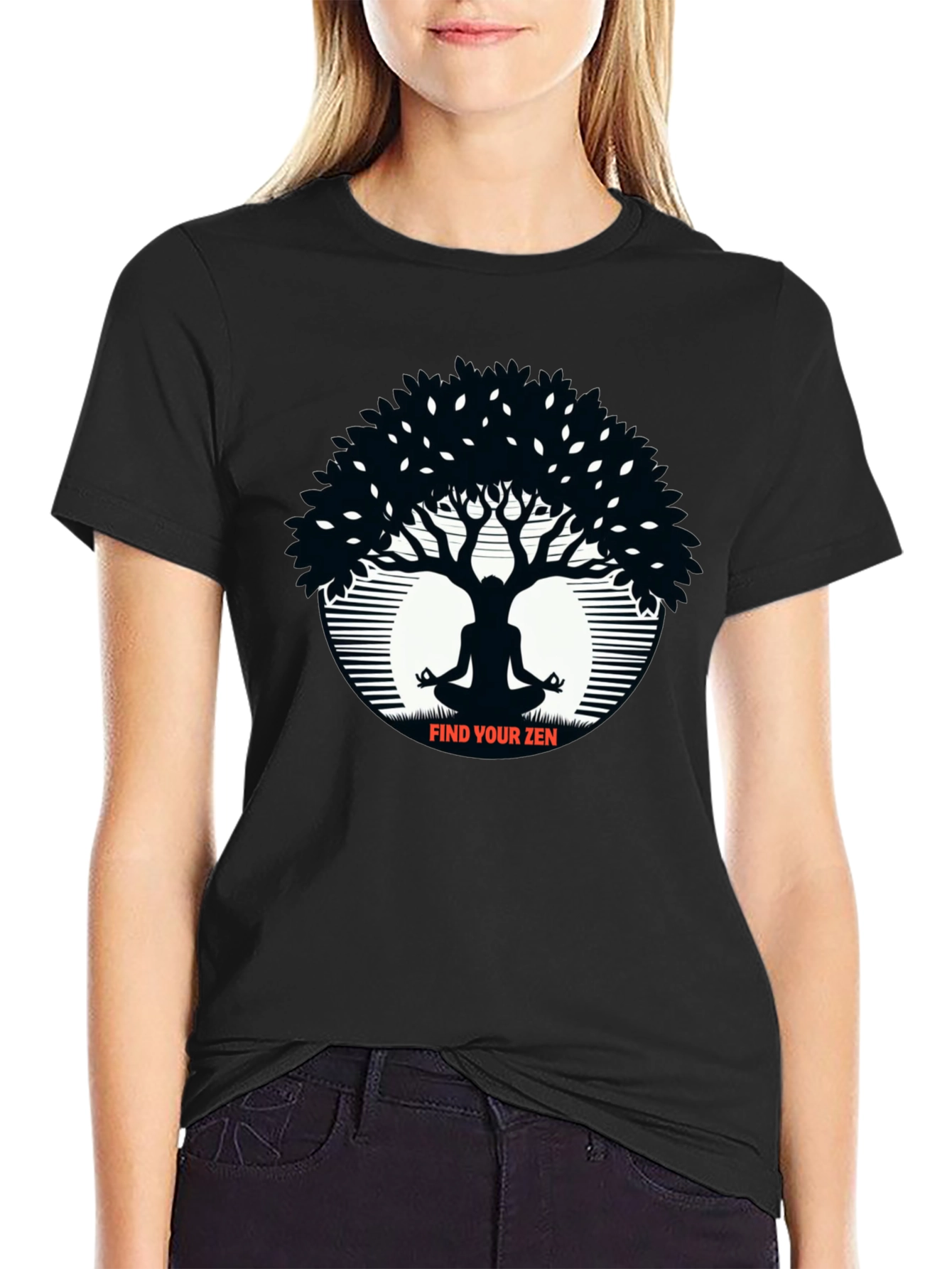 Zen Tree Black T-Shirt Meditation Tee