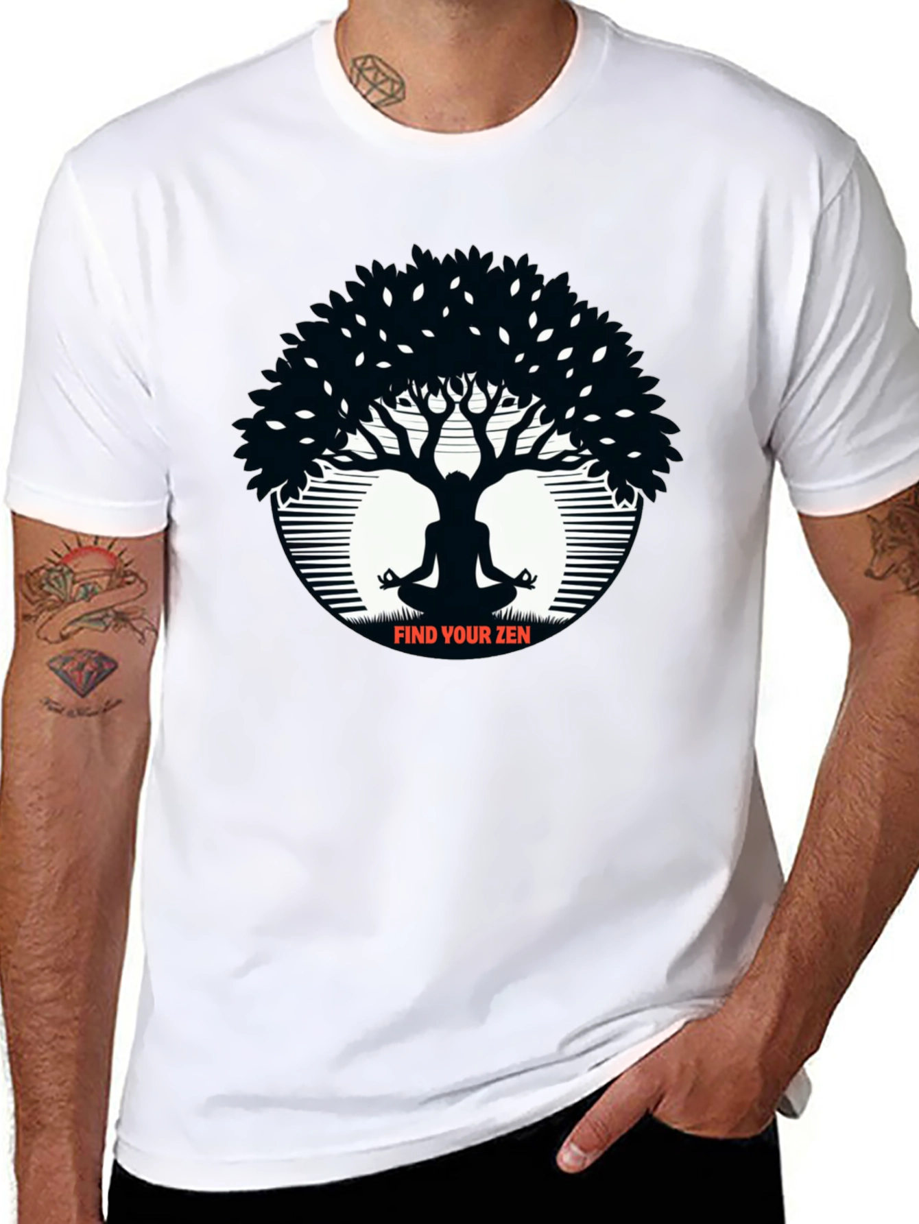 Zen Tree Black T-Shirt Meditation Tee