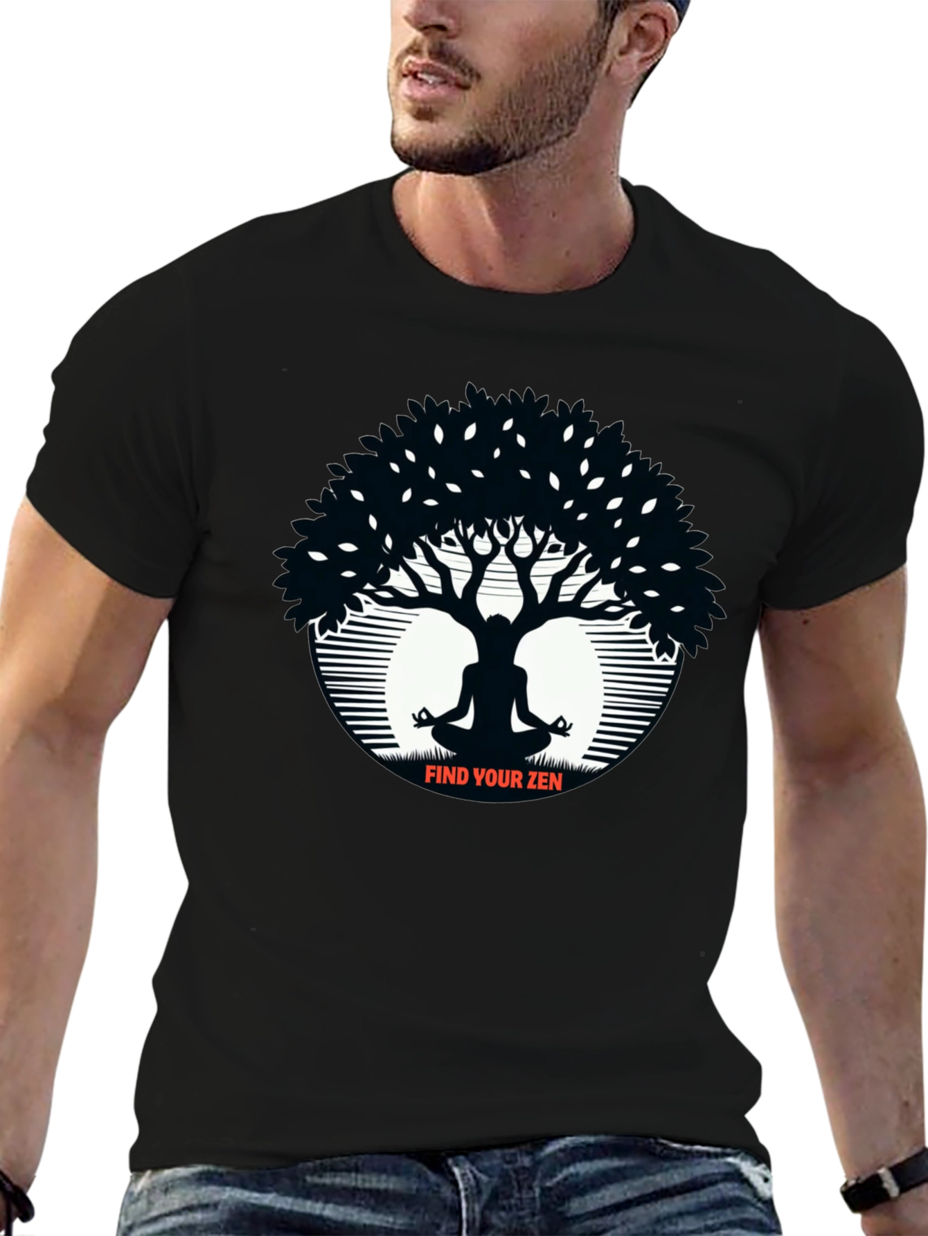 Zen Tree Black T-Shirt Meditation Tee