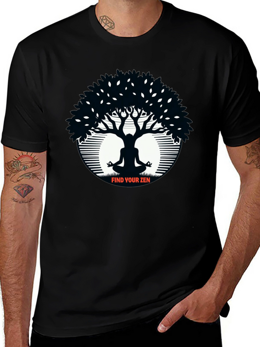 Zen Tree Black T-Shirt Meditation Tee