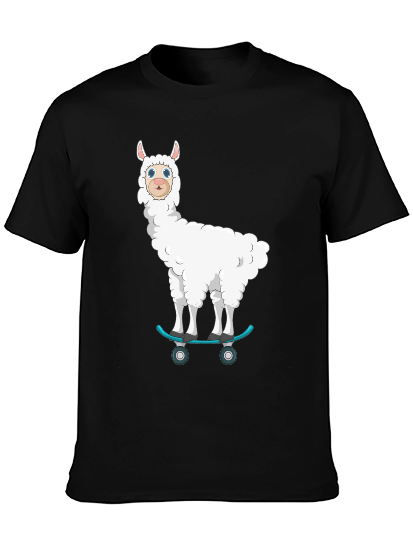 Llama Skateboard T-Shirt - Fun Cartoon Graphic Tee