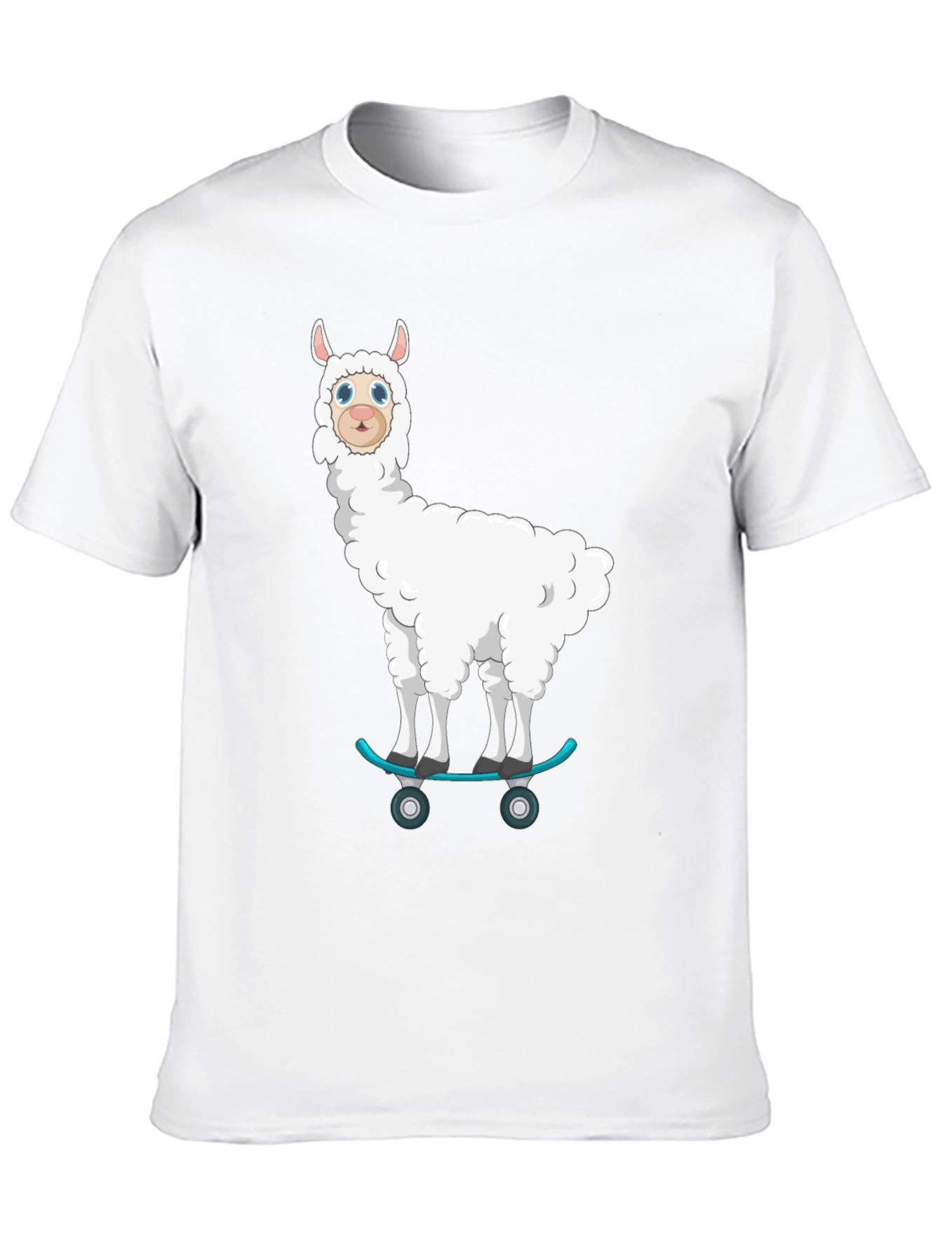 Llama Skateboard T-Shirt - Fun Cartoon Graphic Tee
