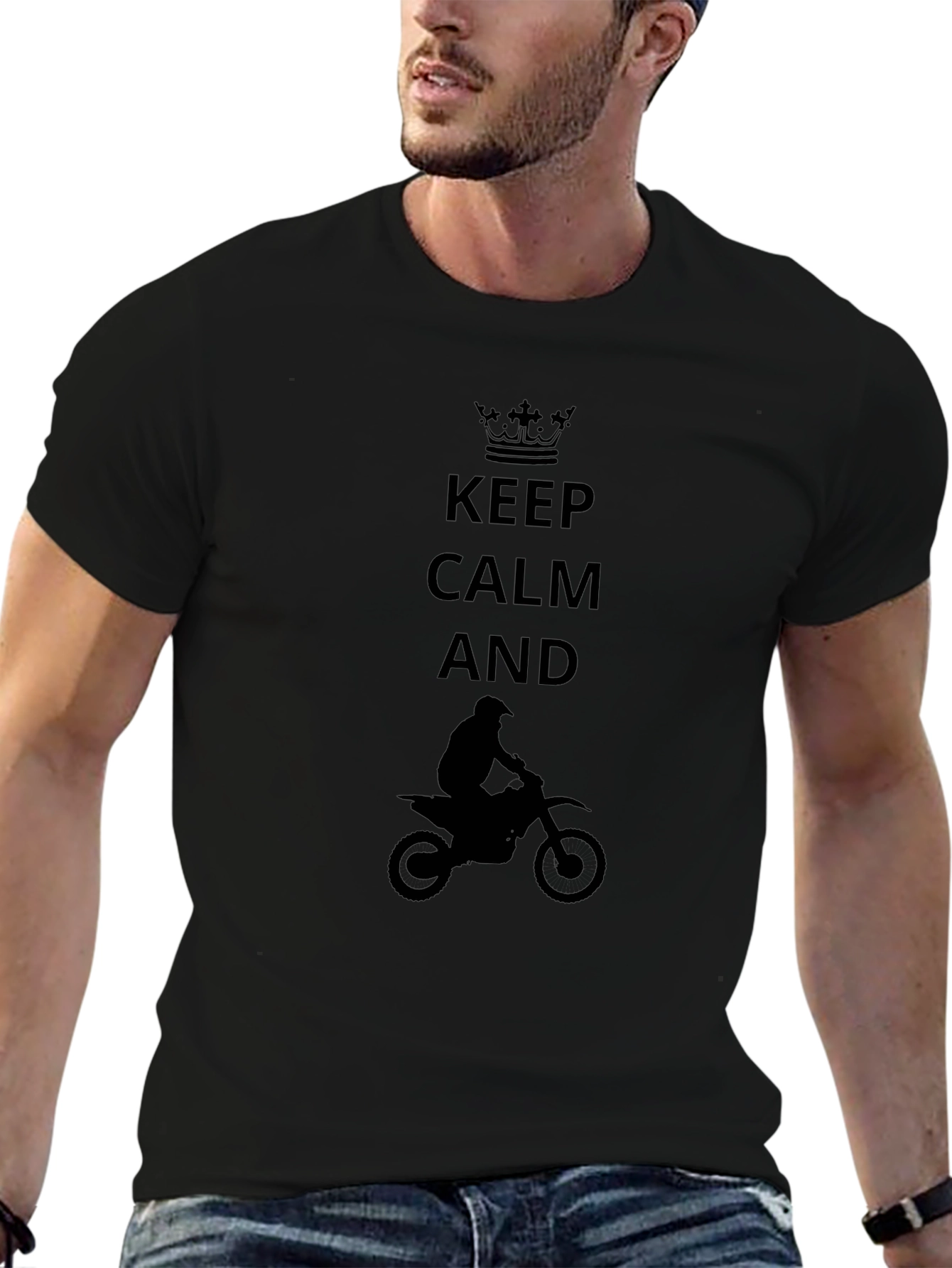 Keep Calm Motocross Rider Graphic Tee - Black