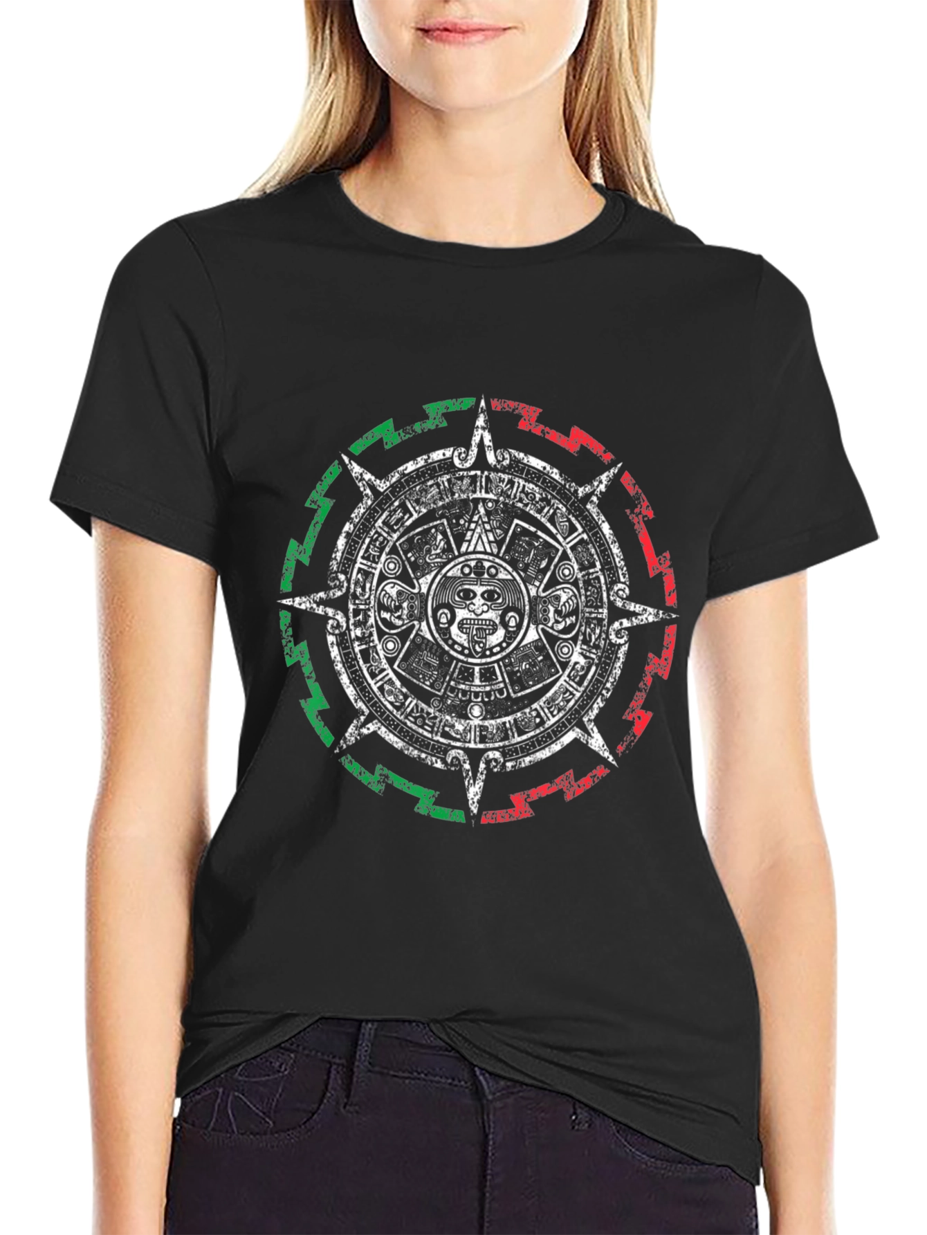 Aztec Calendar Graphic Tee - Black