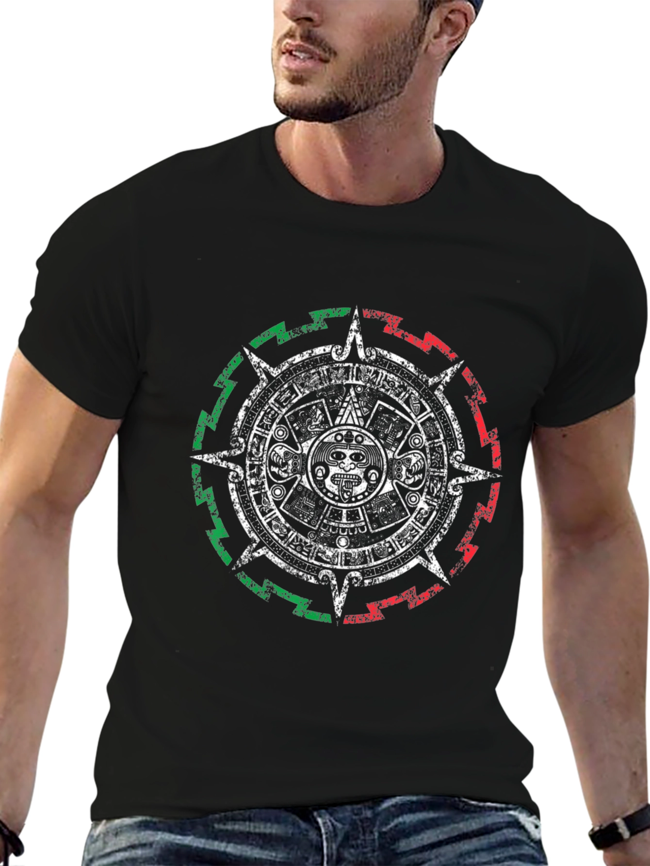 Aztec Calendar Graphic Tee - Black