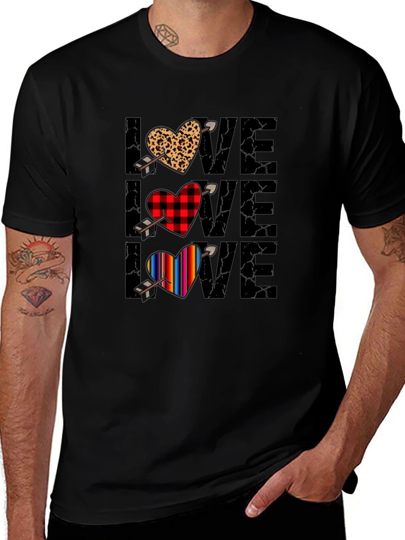Love Heart Arrow T-Shirt Valentines Day Black