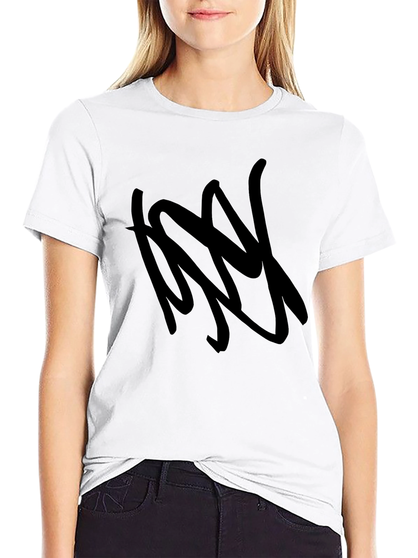 Black Graphic Tee - Bold Abstract Design