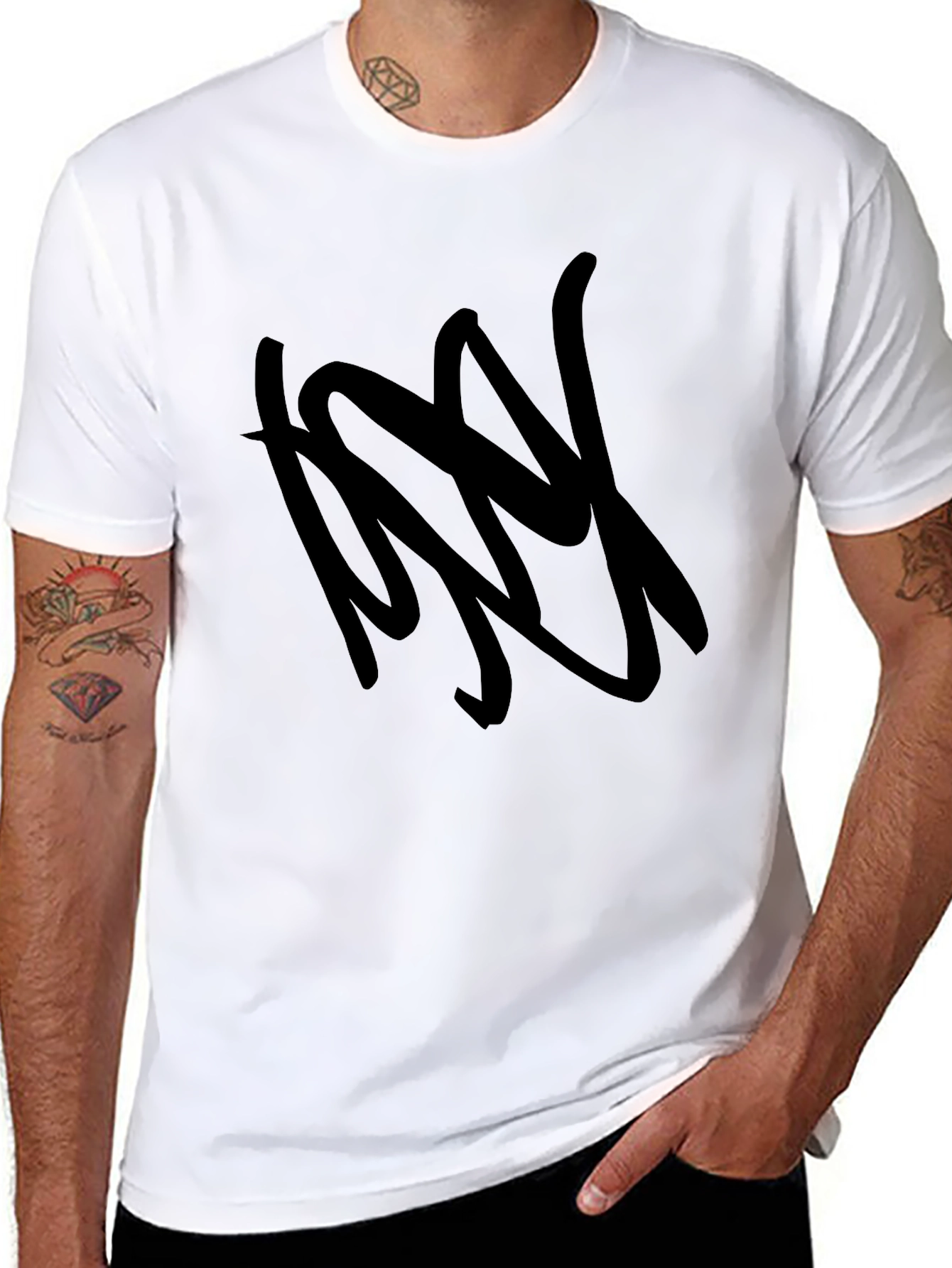 Black Graphic Tee - Bold Abstract Design