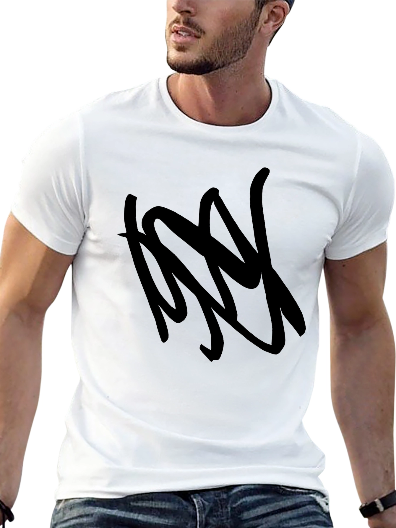 Black Graphic Tee - Bold Abstract Design