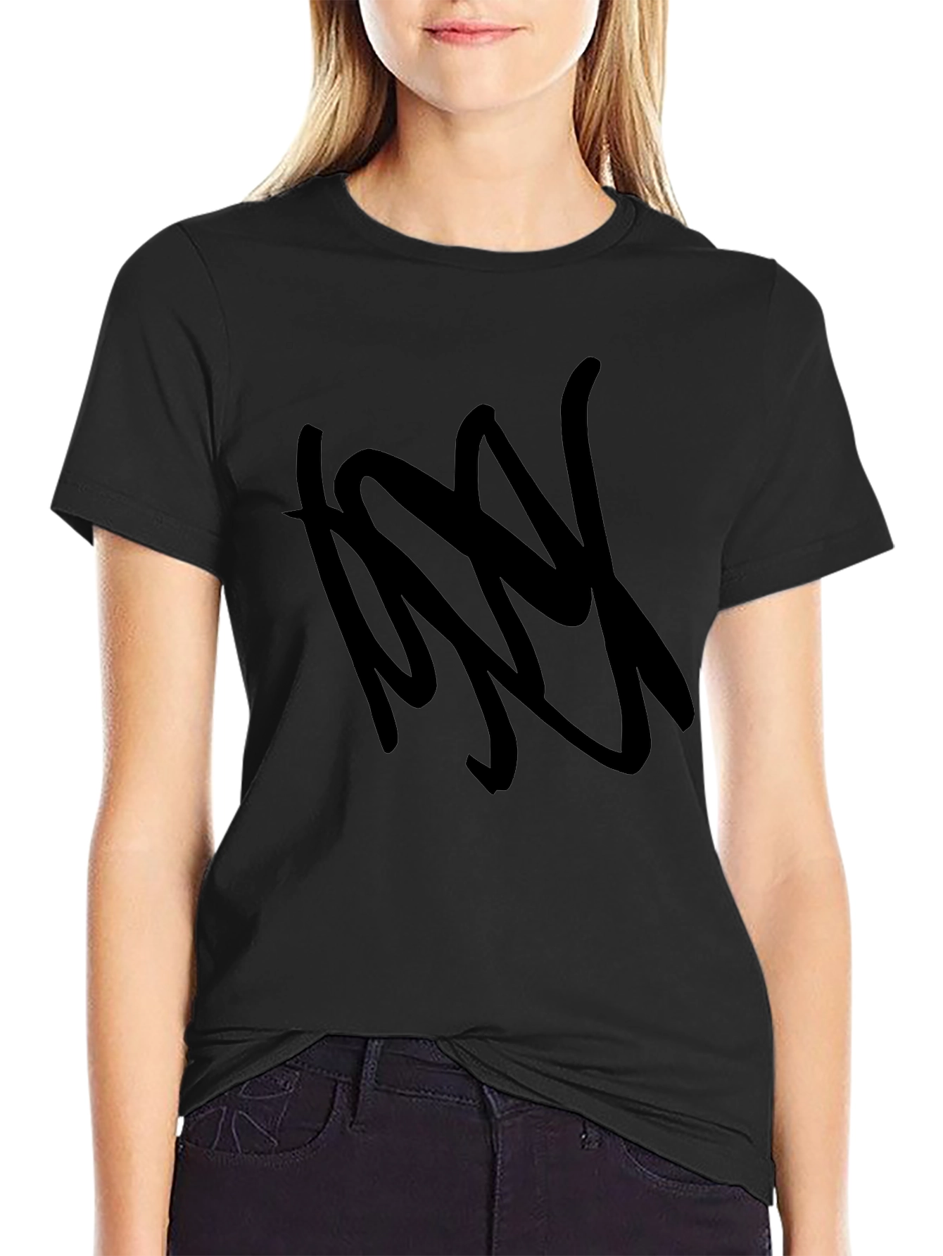 Black Graphic Tee - Bold Abstract Design