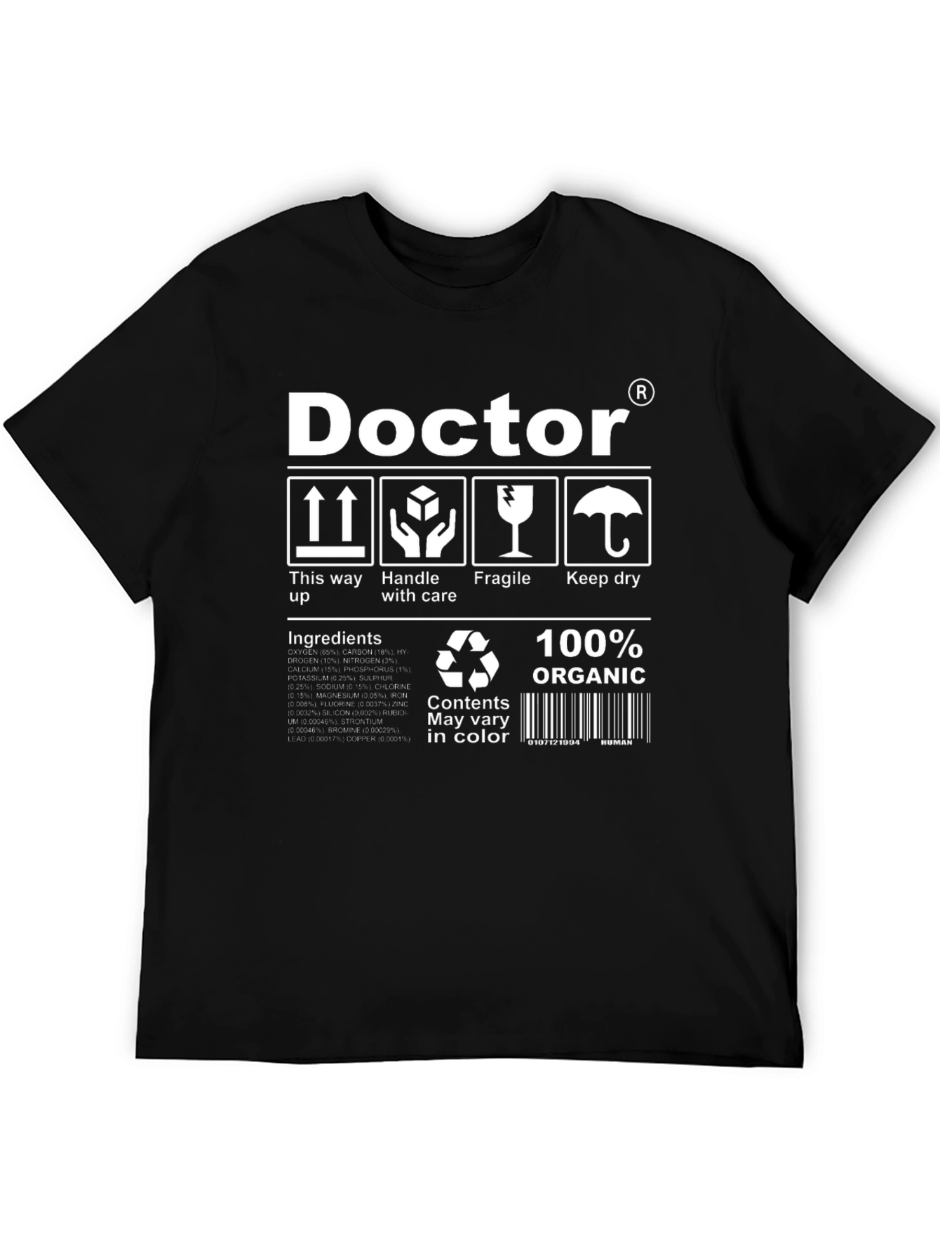 Doctor Organic Ingredients Black T-Shirt
