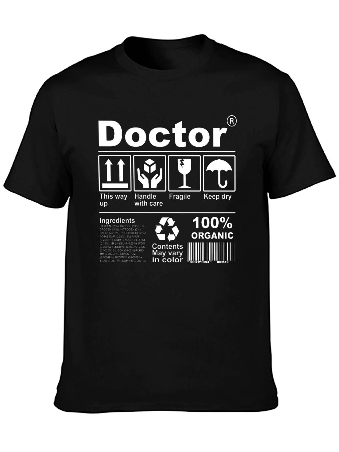 Doctor Organic Ingredients Black T-Shirt
